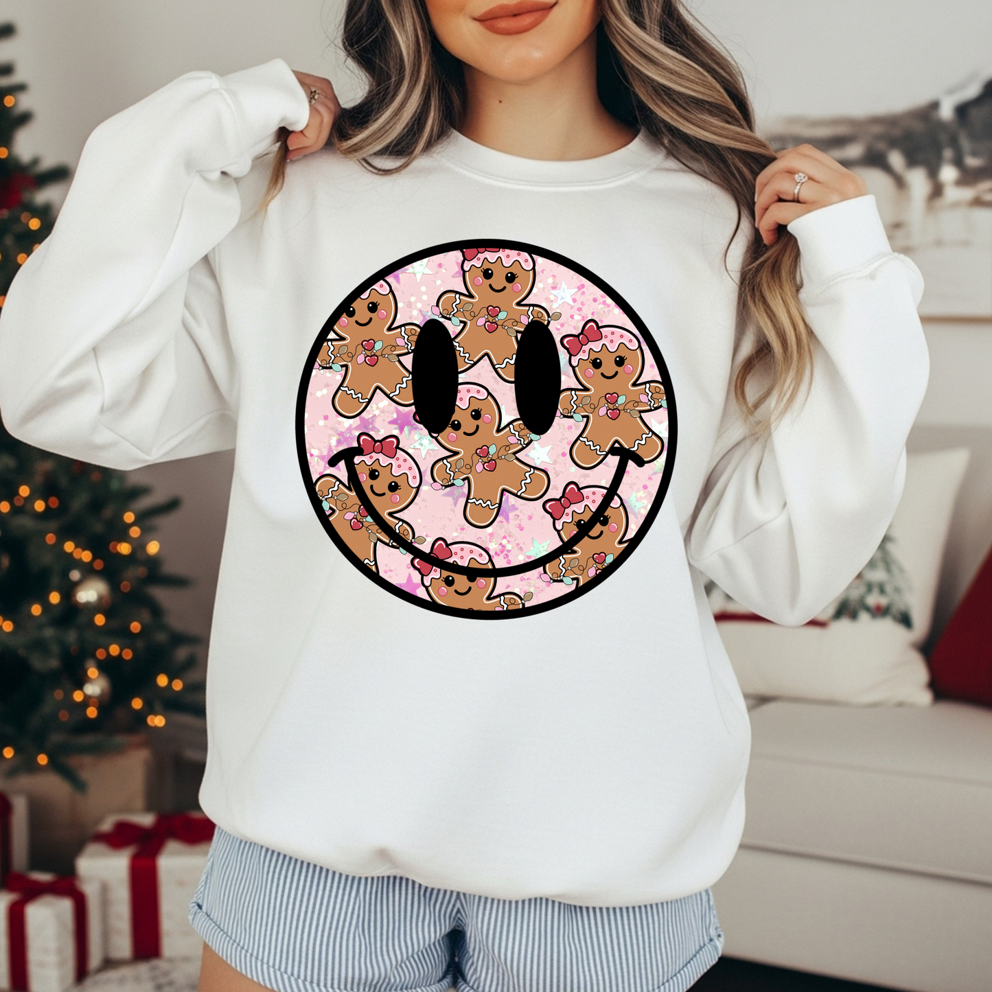RTS *GINGER BREAD SMILEY* GLITTER CLEAR FILM SCREEN PRINT TRANSFER
