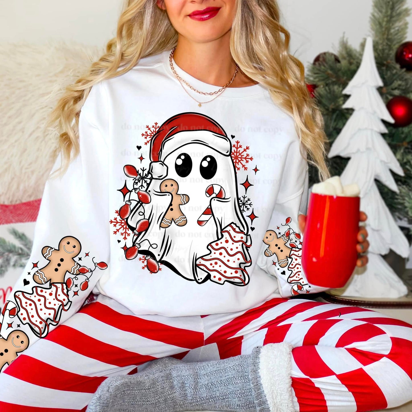 RTS*CHRISTMAS CAKES GHOST GHOST W/ 2 SLEEVES* GLITTER CLEAR FILM SCREENPRINT TRANSFER