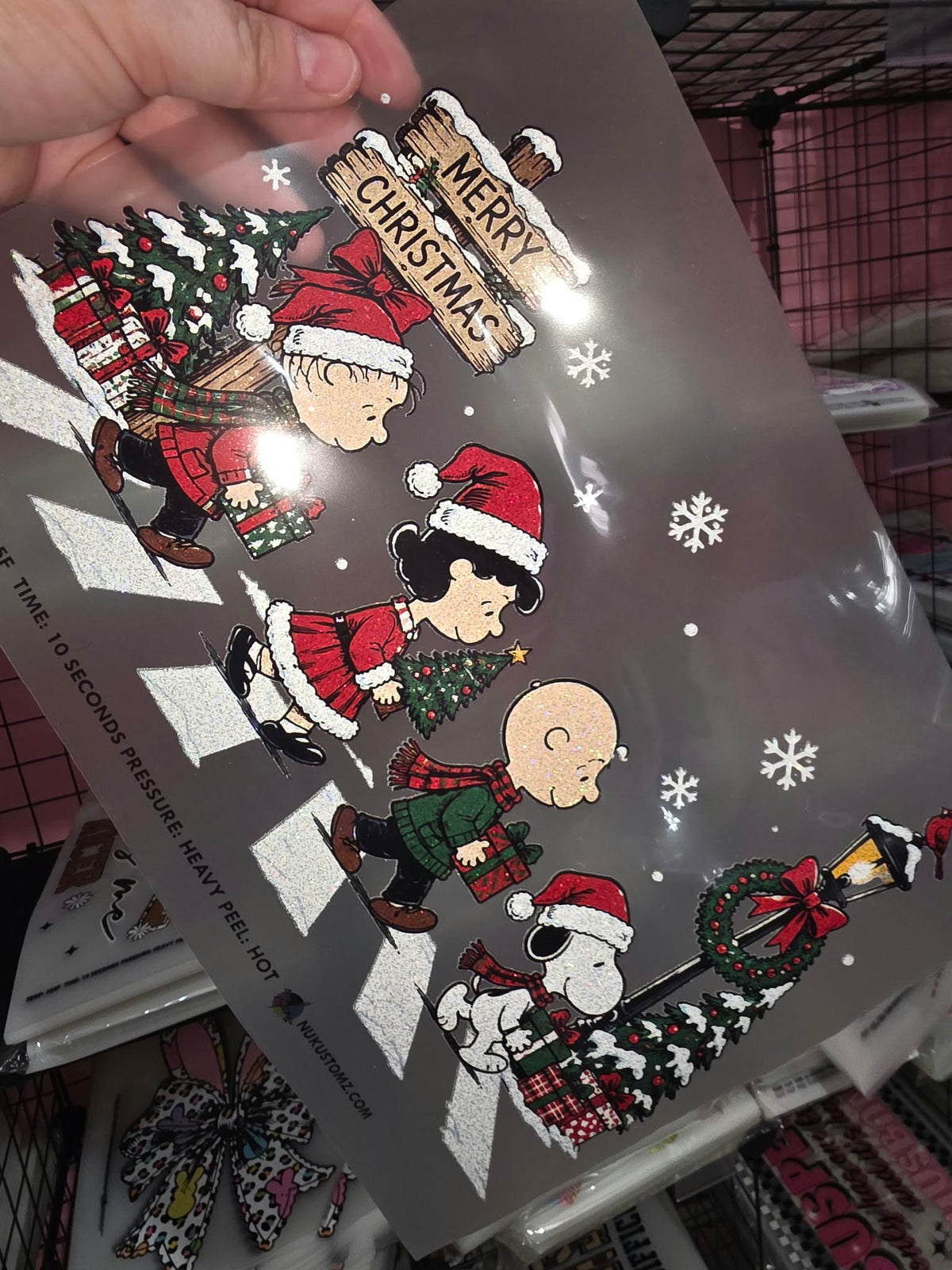 RTS * PEANUTS CHRISTMAS * GLITTER CLEAR FILM SCREENPRINTS
