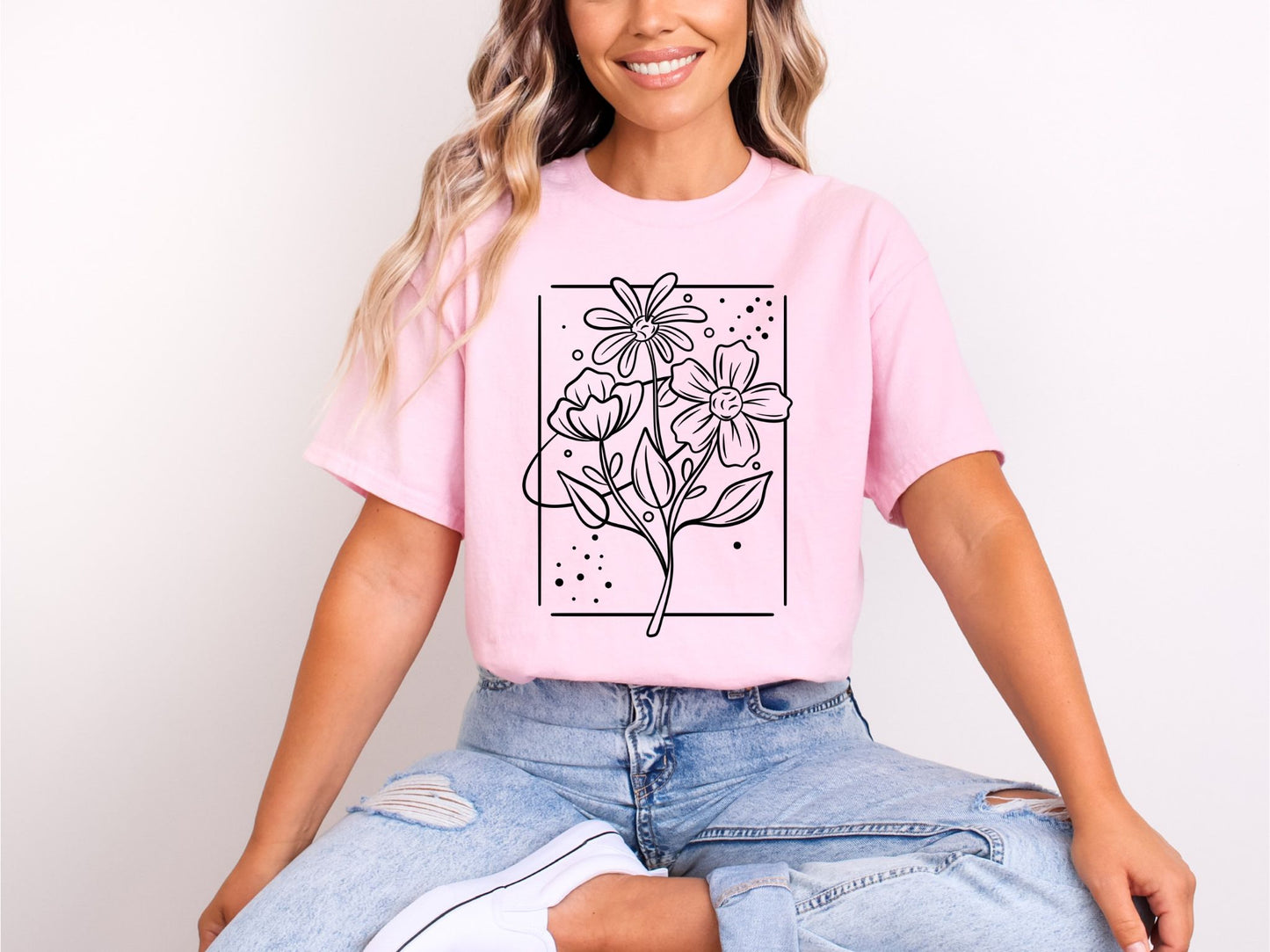 RTS |FLORAL LINES| HIGH HEATS SCREEN PRINT TRANSFER| SINGLE COLOR BLACK INK |
