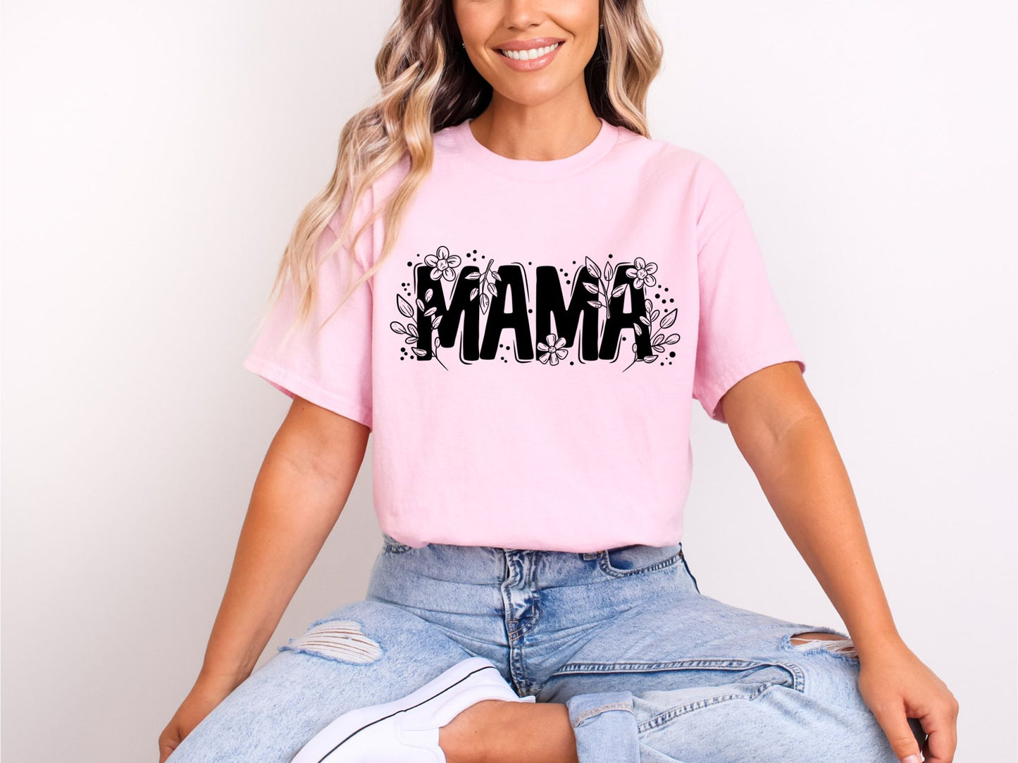 RTS |MAMA FLOWERS| HIGH HEATS SCREEN PRINT TRANSFER| SINGLE COLOR BLACK INK |