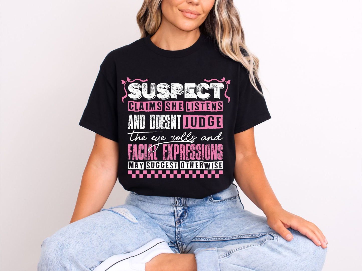 RTS *SUSPECT EYE ROLL* GLITTER CLEAR FILM SCREEN PRINT TRANSFER