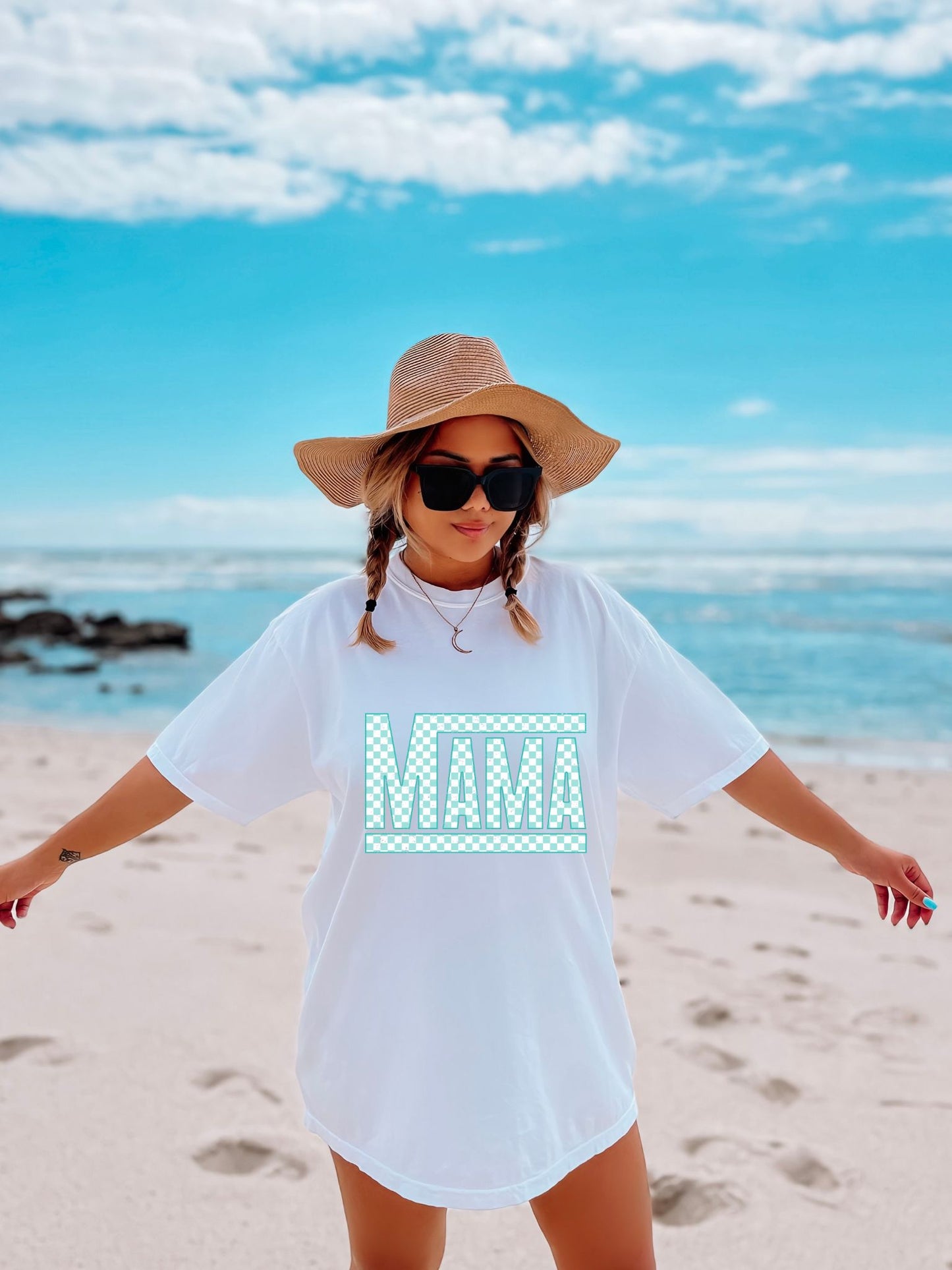 RTS* MAMA VANS TEAL * GLITTER CLEAR FILM SCREEN PRINT TRANSFER