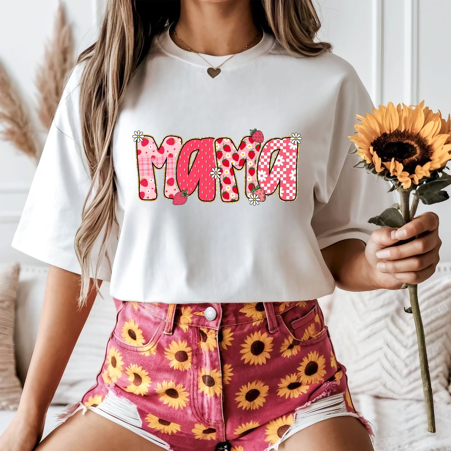 RTS* MAMA STRAWBERRIES* GLITTER CLEAR FILM SCREEN PRINT TRANSFER