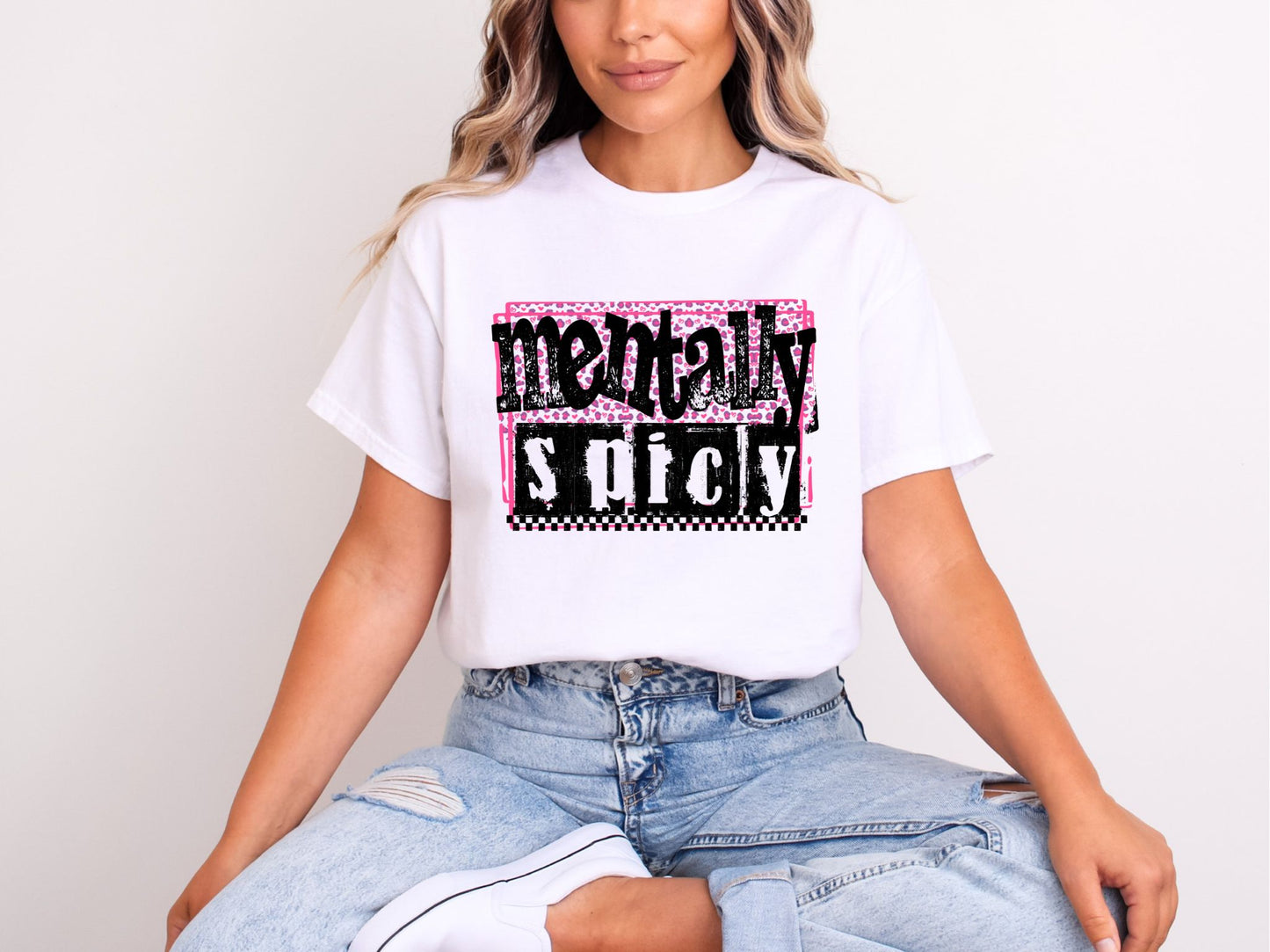 RTS* MENTALLY SPICY* GLITTER CLEAR FILM SCREEN PRINT TRANSFER