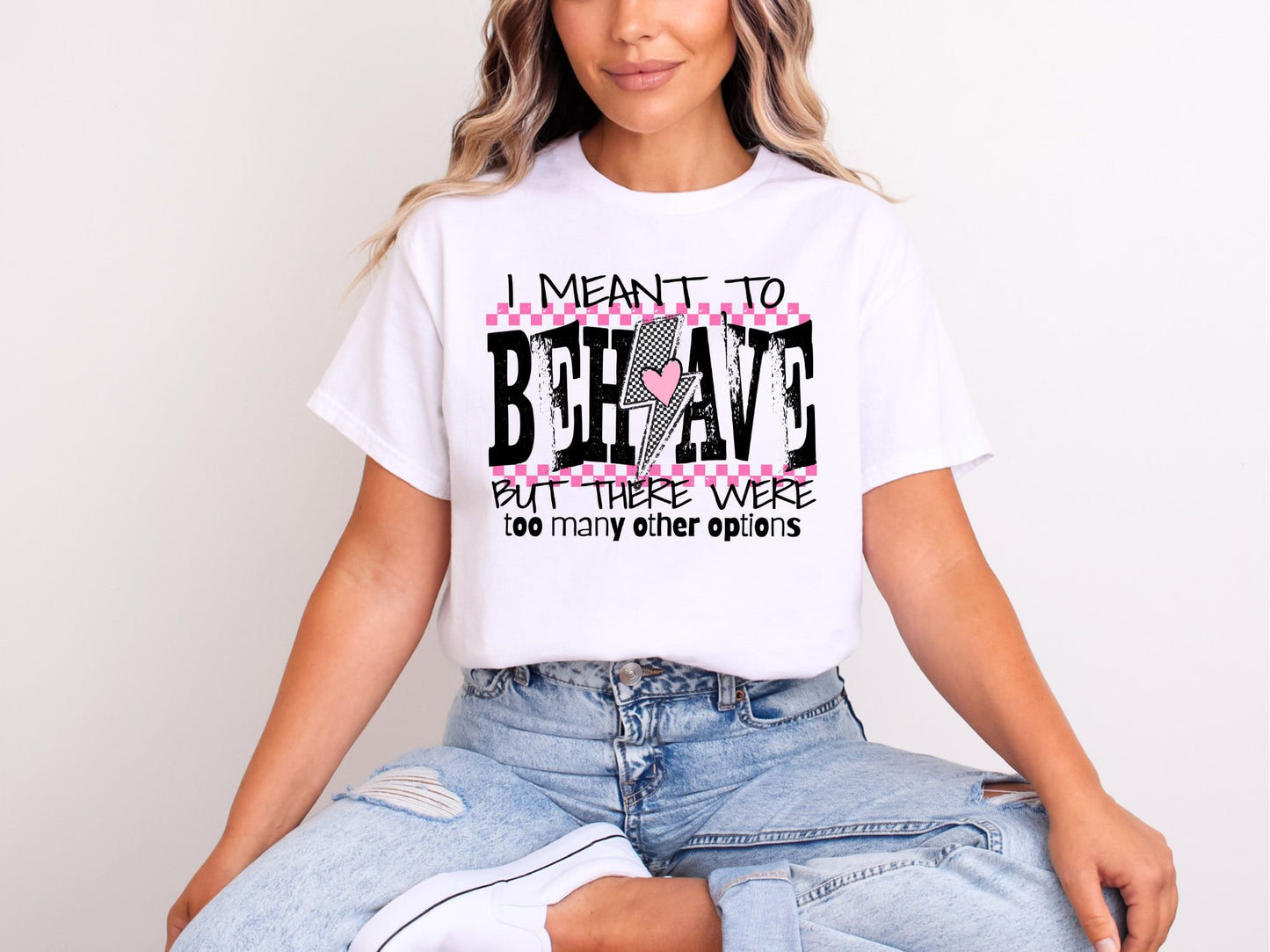 RTS*I I MEANT TO BEHAVE * GLITTER CLEAR FILM SCREEN PRINT TRANSFER