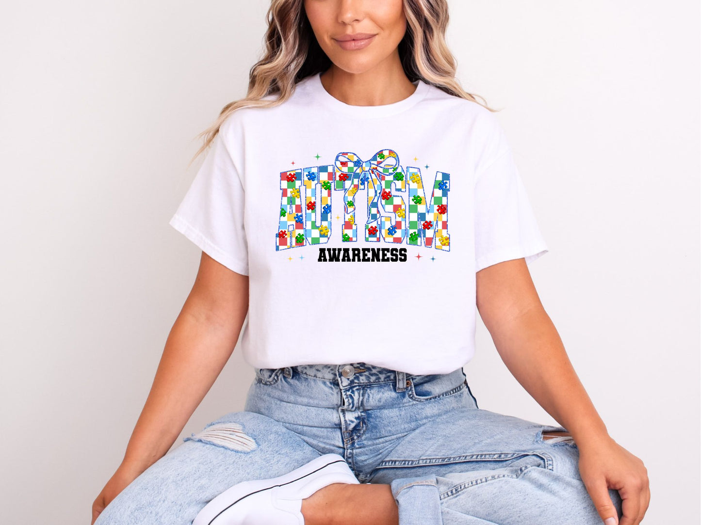 RTS* AUTISM AWARENESS * GLITTER CLEAR FILM SCREEN PRINT TRANSFER