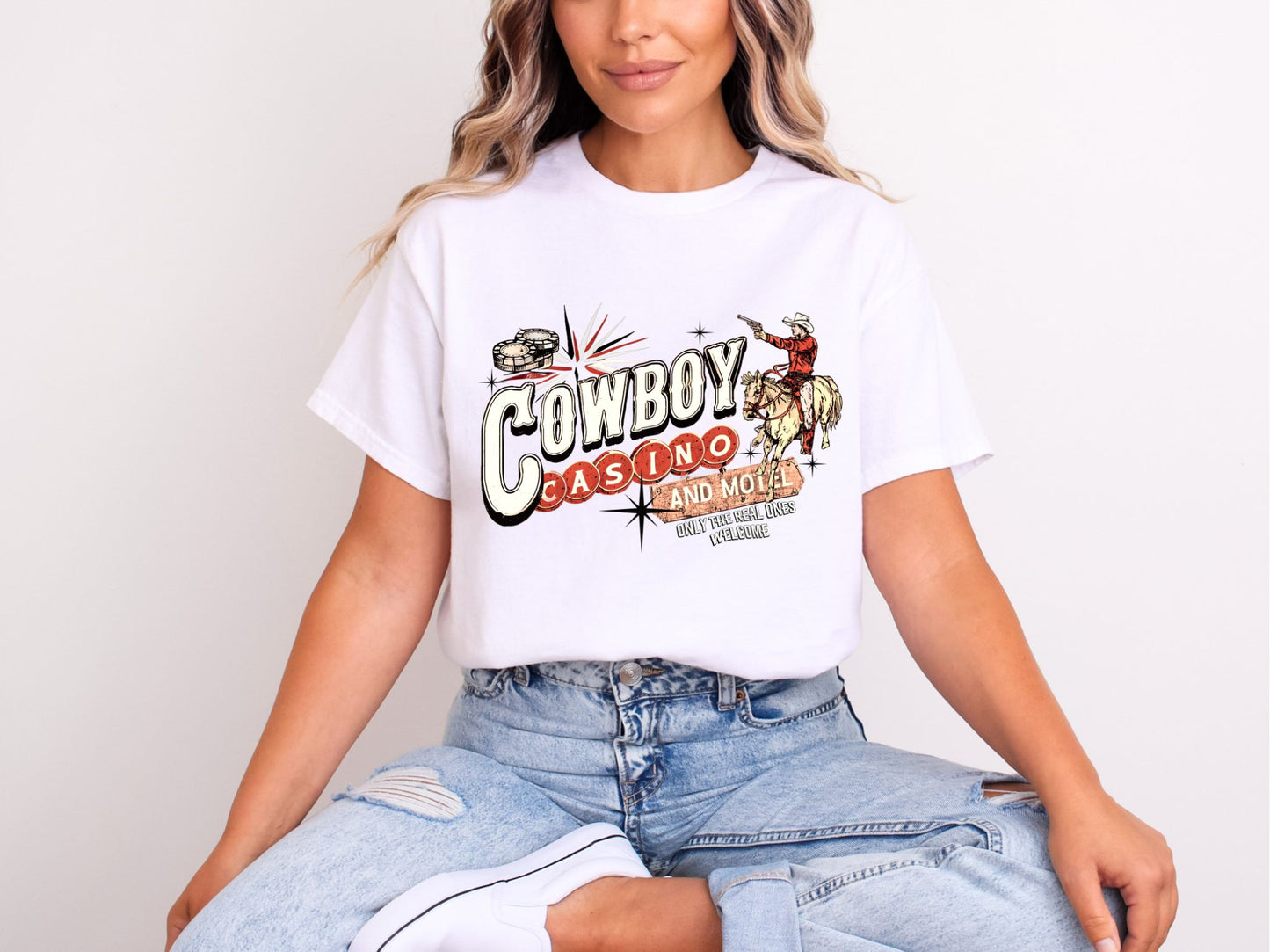 RTS *COWBOY CASINO* GLITTER CLEAR FILM SCREENPRINT TRANSFER