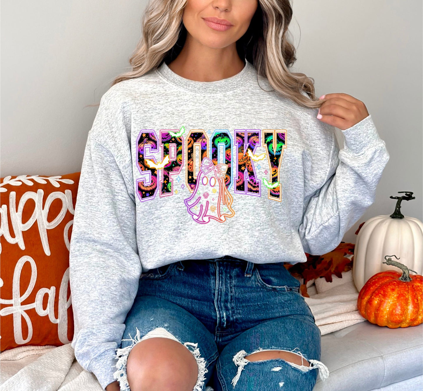 RTS * SPOOKY NEON LIGHTS* GLITTER CLEAR FILM SCREENPRINT TRANSFER