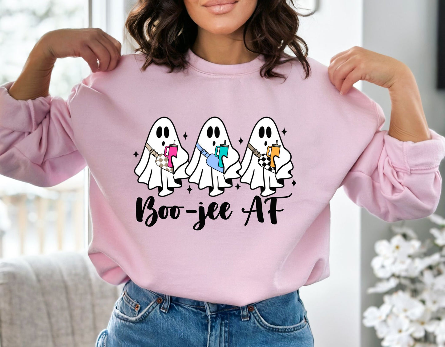 RTS *BOO JEE AF GHOST * GLITTER LEAR FILM SCREENPRINT TRANSFER