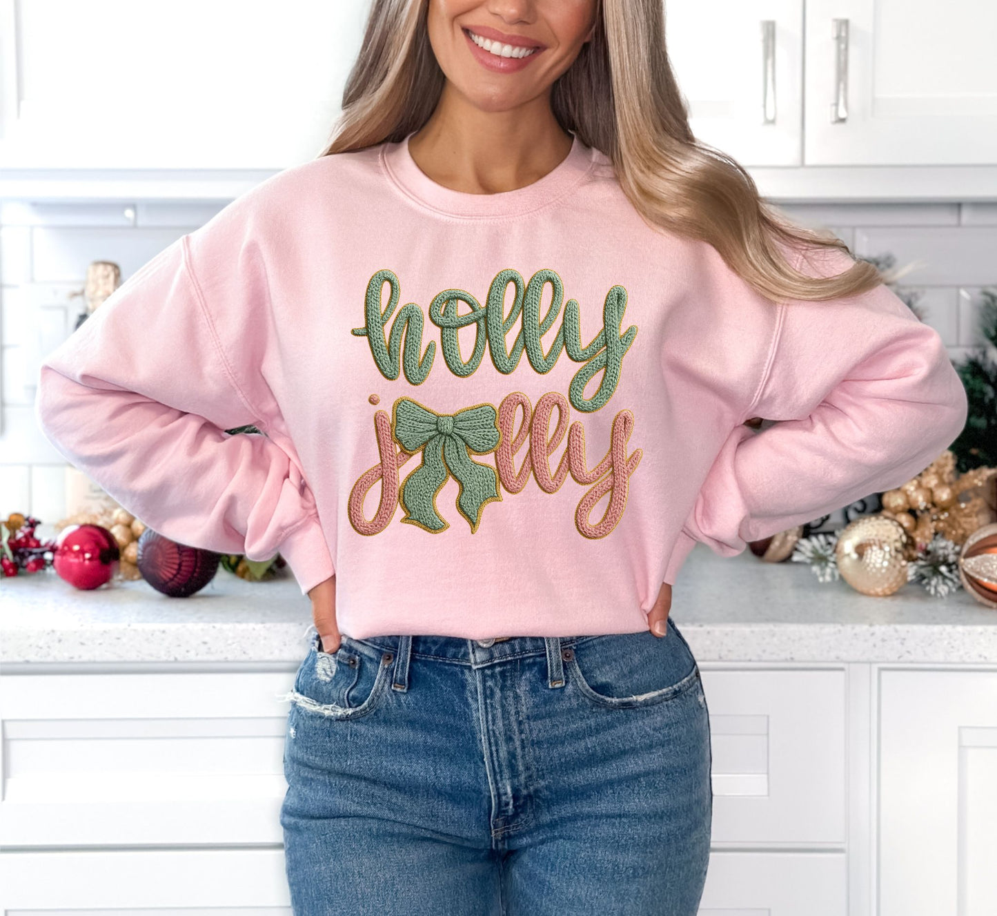 RTS*YARN HOLLY JOLLY *GLITTER CLEAR FILM SCREEN PRINT TRANSFER