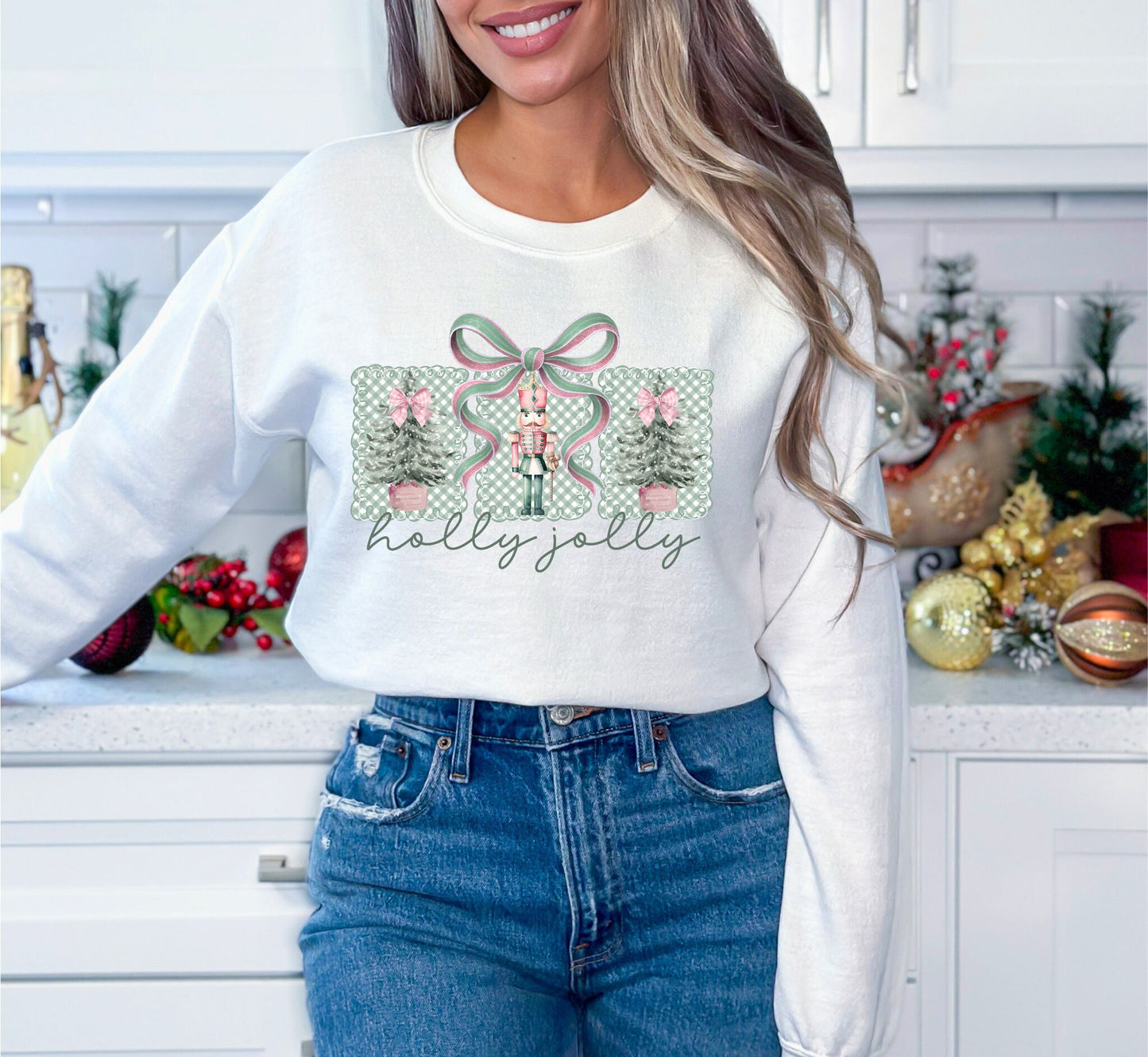 RTS*HOLLY JOLLY NUTCRACKER *GLITTER CLEAR FILM SCREEN PRINT TRANSFER