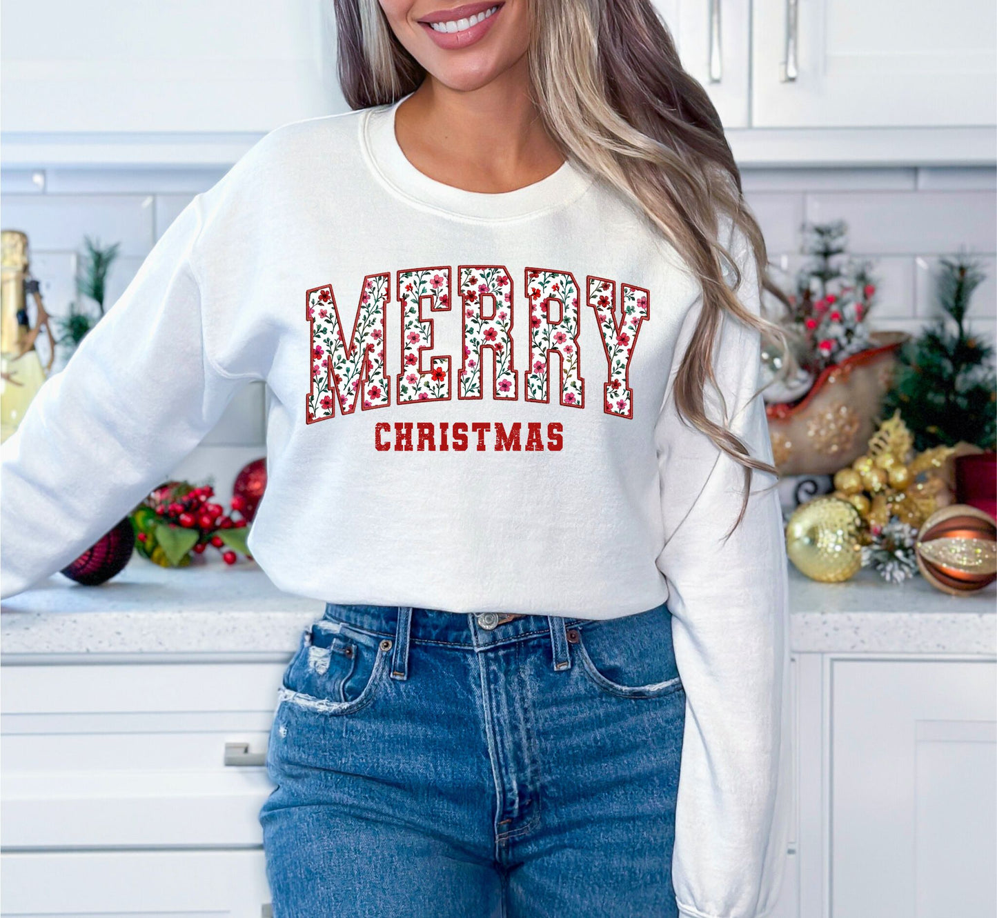 RTS*MERRY WITH HOLLY BERRYS *GLITTER CLEAR FILM SCREEN PRINT TRANSFER