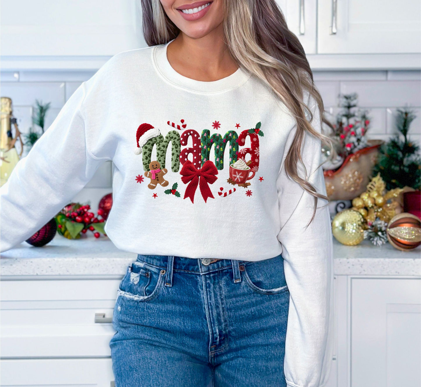 RTS *CHRISTMAS MAMA YARN *GLITTER CLEAR FILM SCREEN PRINT TRANSFER