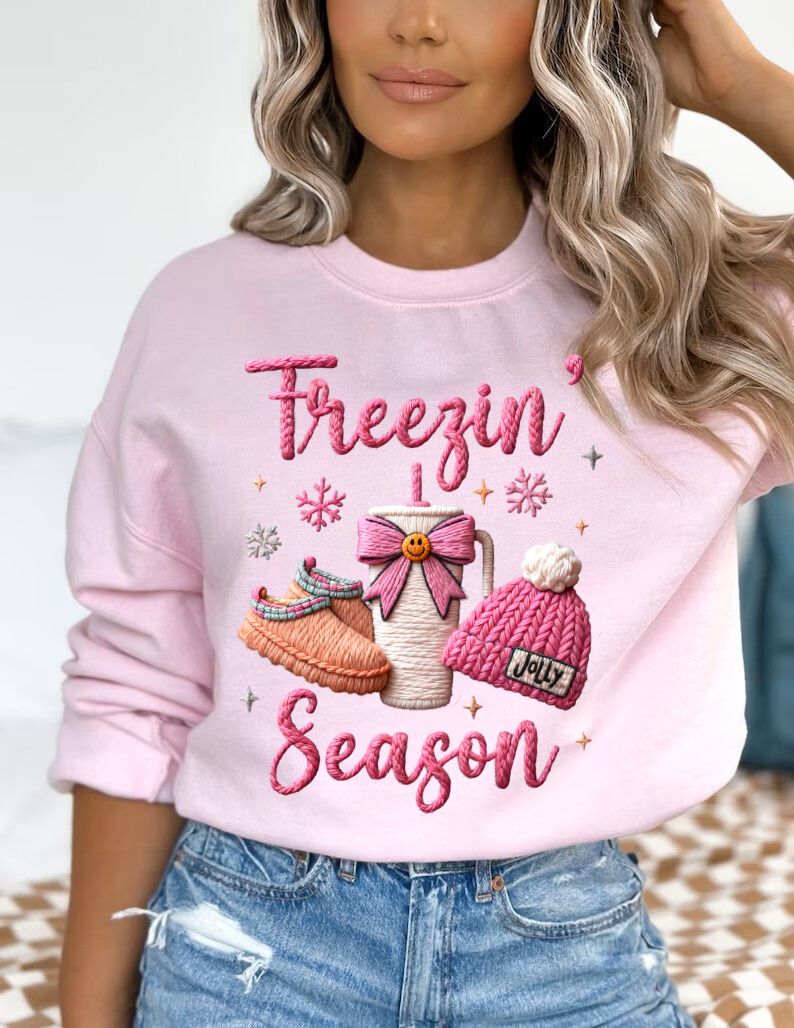 PRE-ORDER**FREEZIN SEASON YARN ** CLEAR FILM SCREEN PRINT TRANSFER WITH GLITTER
