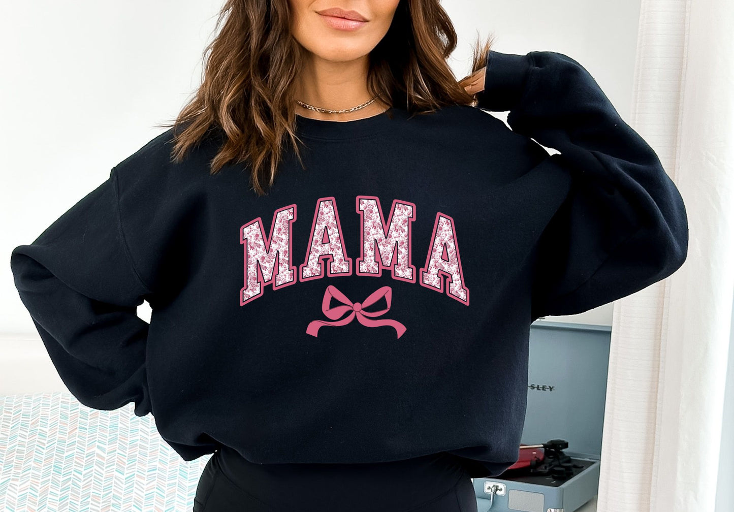 *RTS*PREPPY CUTE MAMA PINK * GLITTER CLEAR FILM SCREEN PRINT TRANSFER*