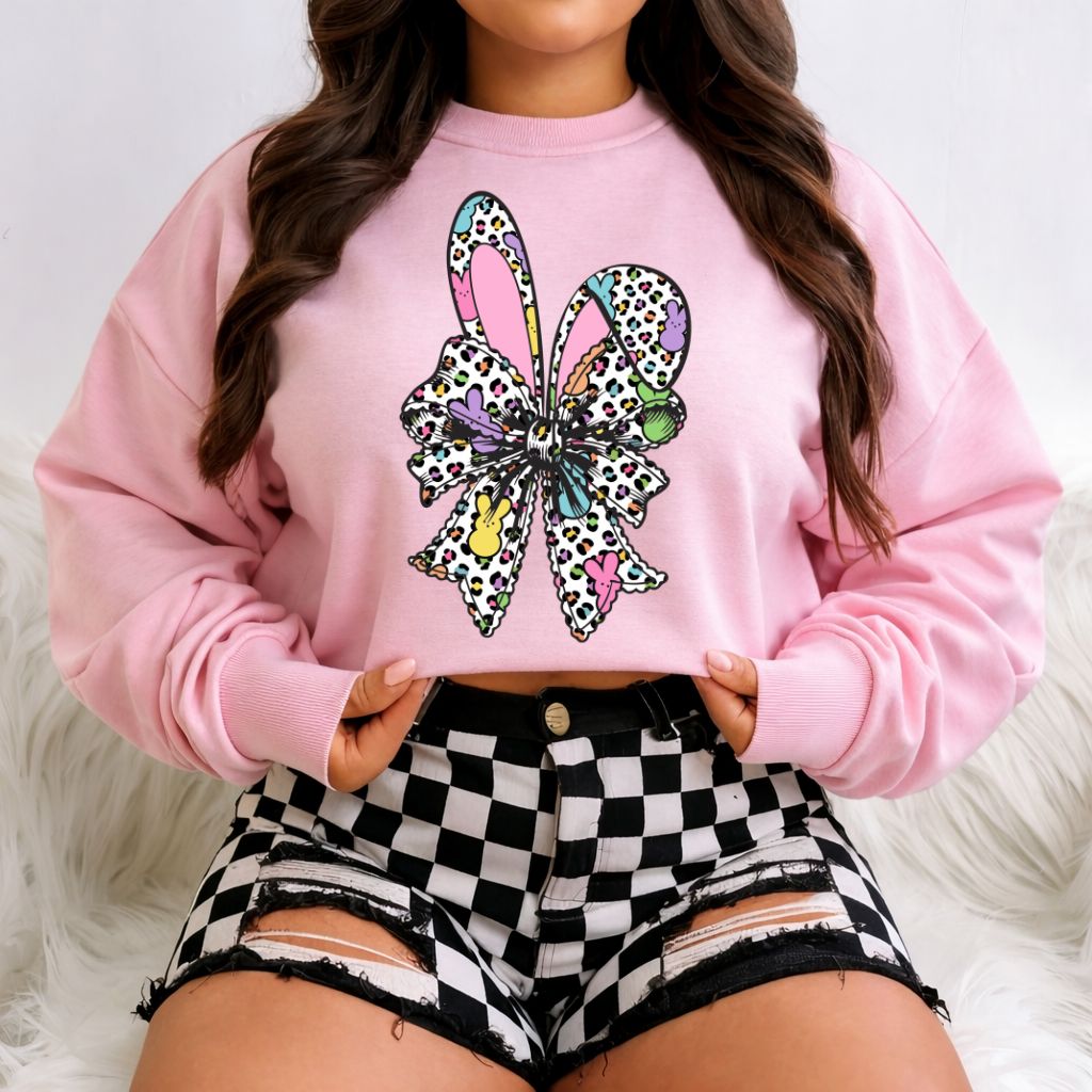 *RTS*LEOPARD RABBIT EARS * GLITTER CLEAR FILM SCREEN PRINT TRANSFER*