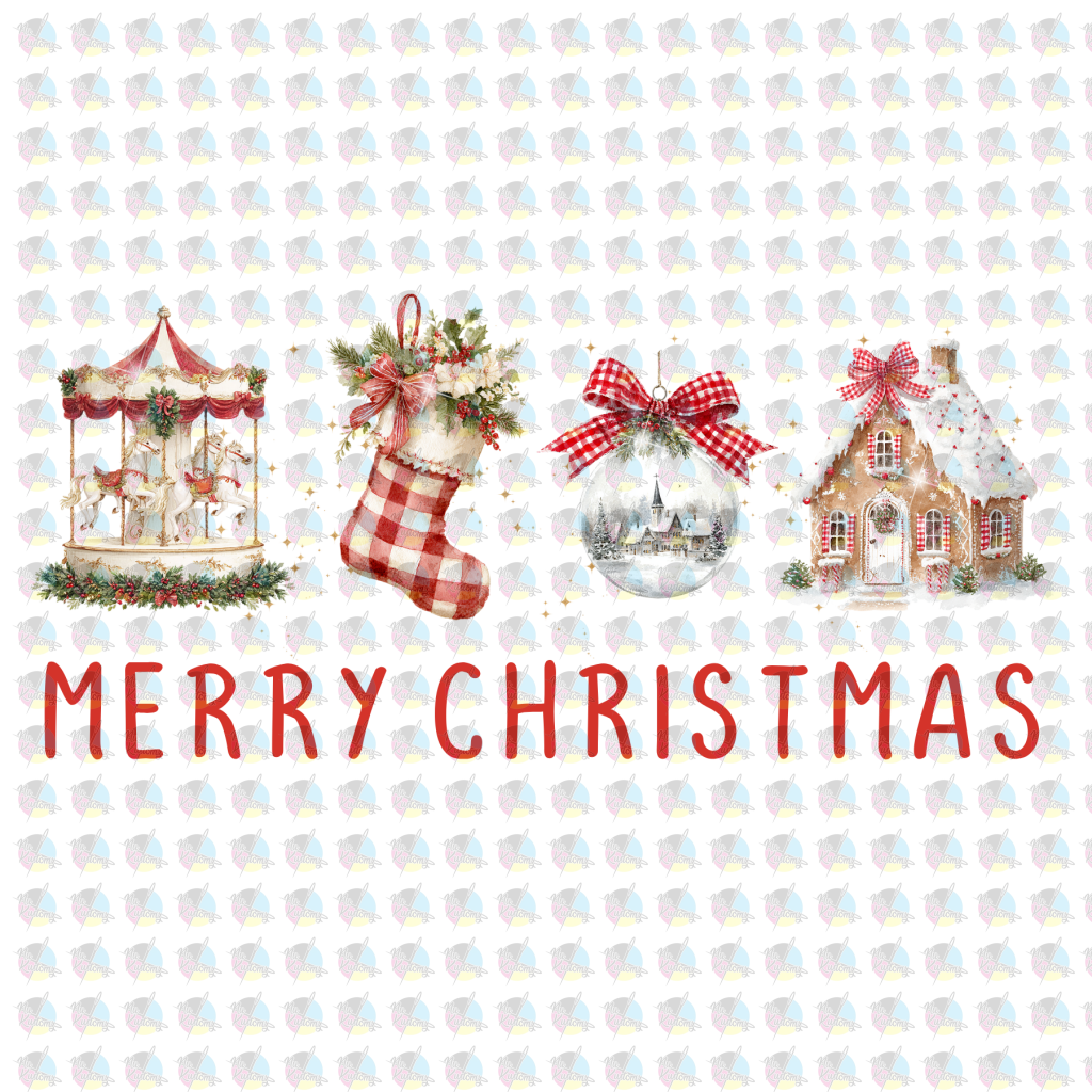*CLASSIC MERRY CHRISTMAS * GLITTER CLEAR FILM SCREENPRINT TRANSFER