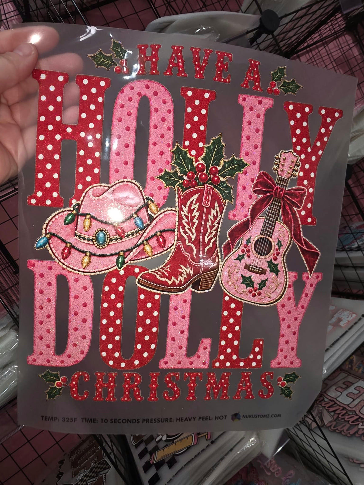 RTS * HOLLY DOLLY * GLITTER CLEAR FILM SCREENPRINT