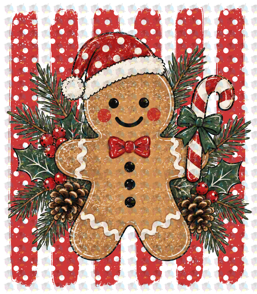 *GINGERBREAD POLKA DOTS * GLITTER CLEAR FILM SCREENPRINT TRANSFER