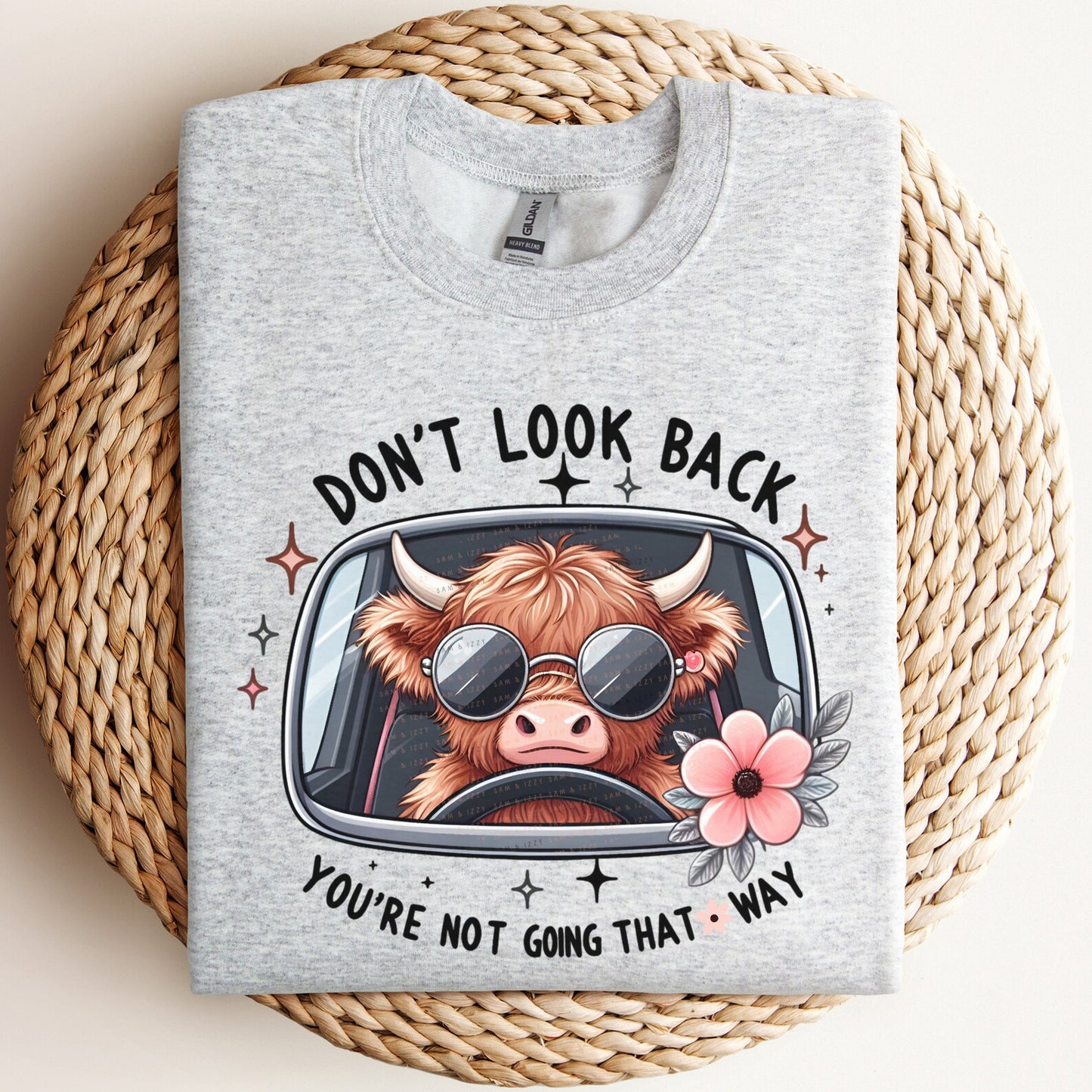 RTS* DON'T LOOK BACK COW * GLITTER CLEAR FILM SCREEN PRINT TRANSFER