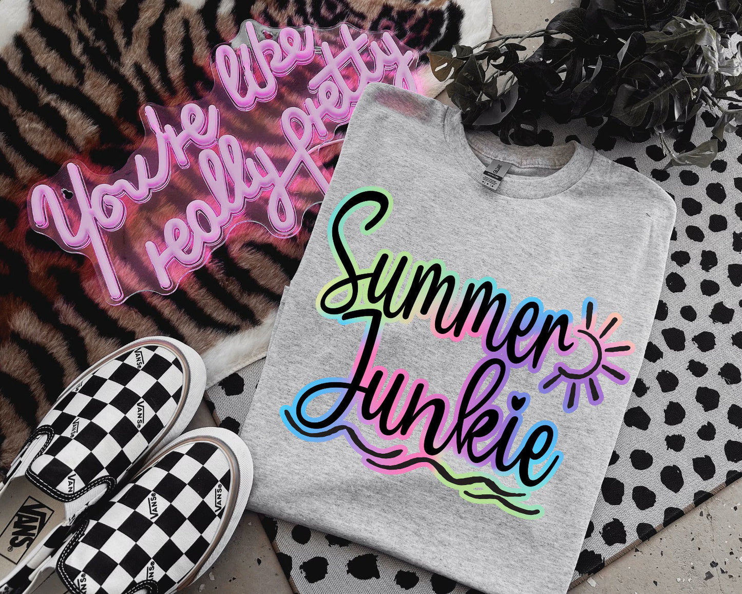 RTS* SUMMER JUNKIE* GLITTER CLEAR FILM SCREEN PRINT TRANSFER