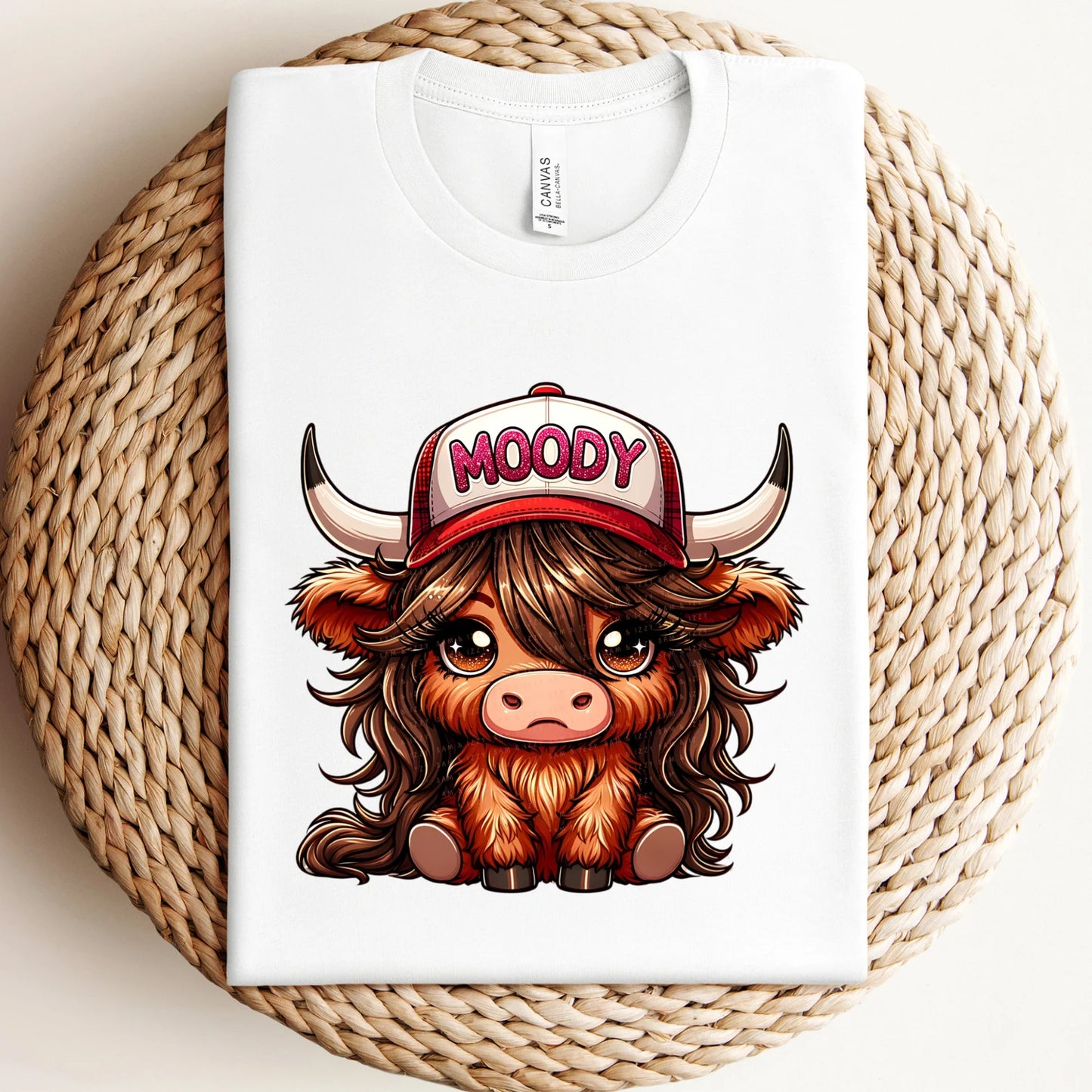 RTS* MOODY RED COW * GLITTER CLEAR FILM SCREEN PRINT TRANSFER