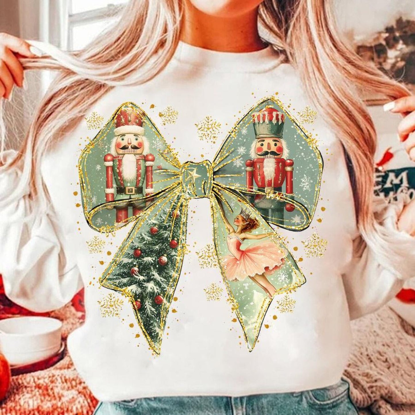 RTS *NUT CRACKER BOW * GLITTER CLEAR FILM SCREENPRINT TRANSFER