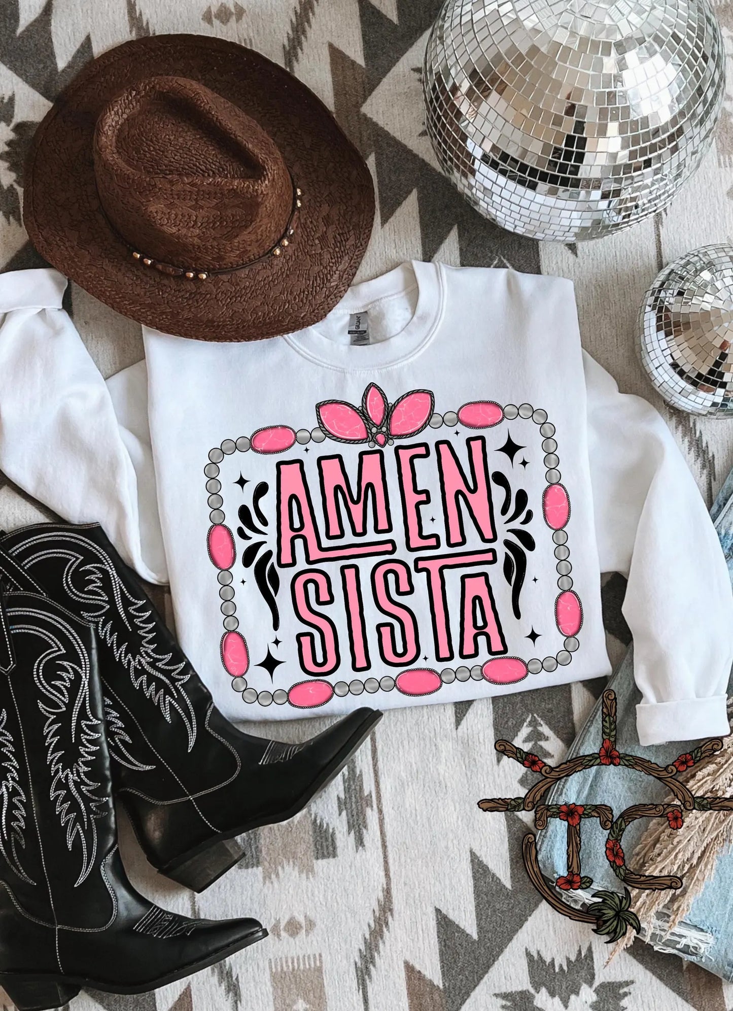 RTS* AMEN SISTA * GLITTER CLEAR FILM SCREEN PRINT TRANSFER