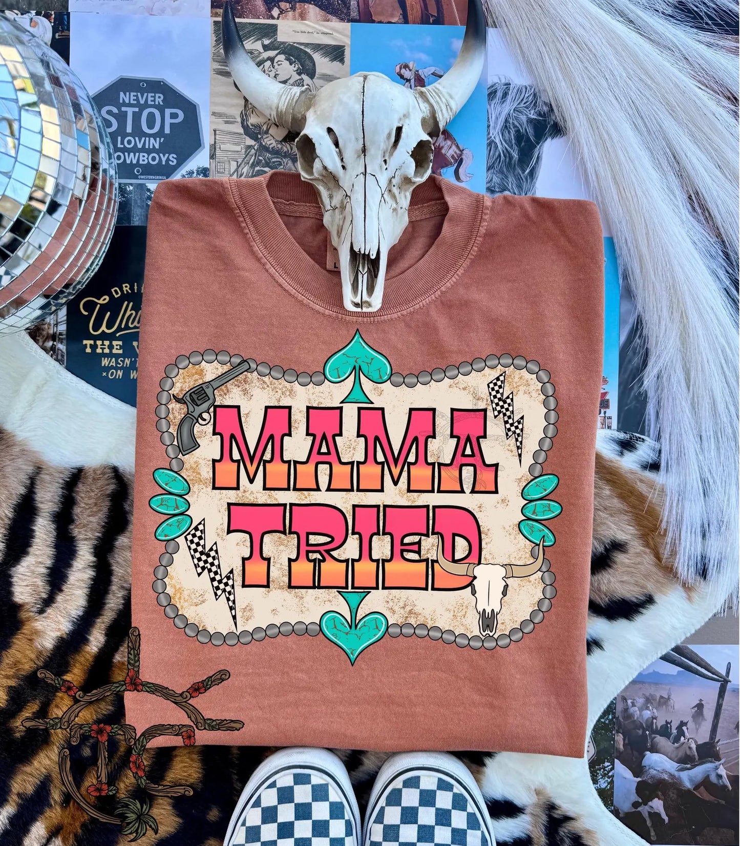 RTS * *WESTERN MAMA TRIED** GLITTER CLEAR FILM SCREENPRINT TRANSFER