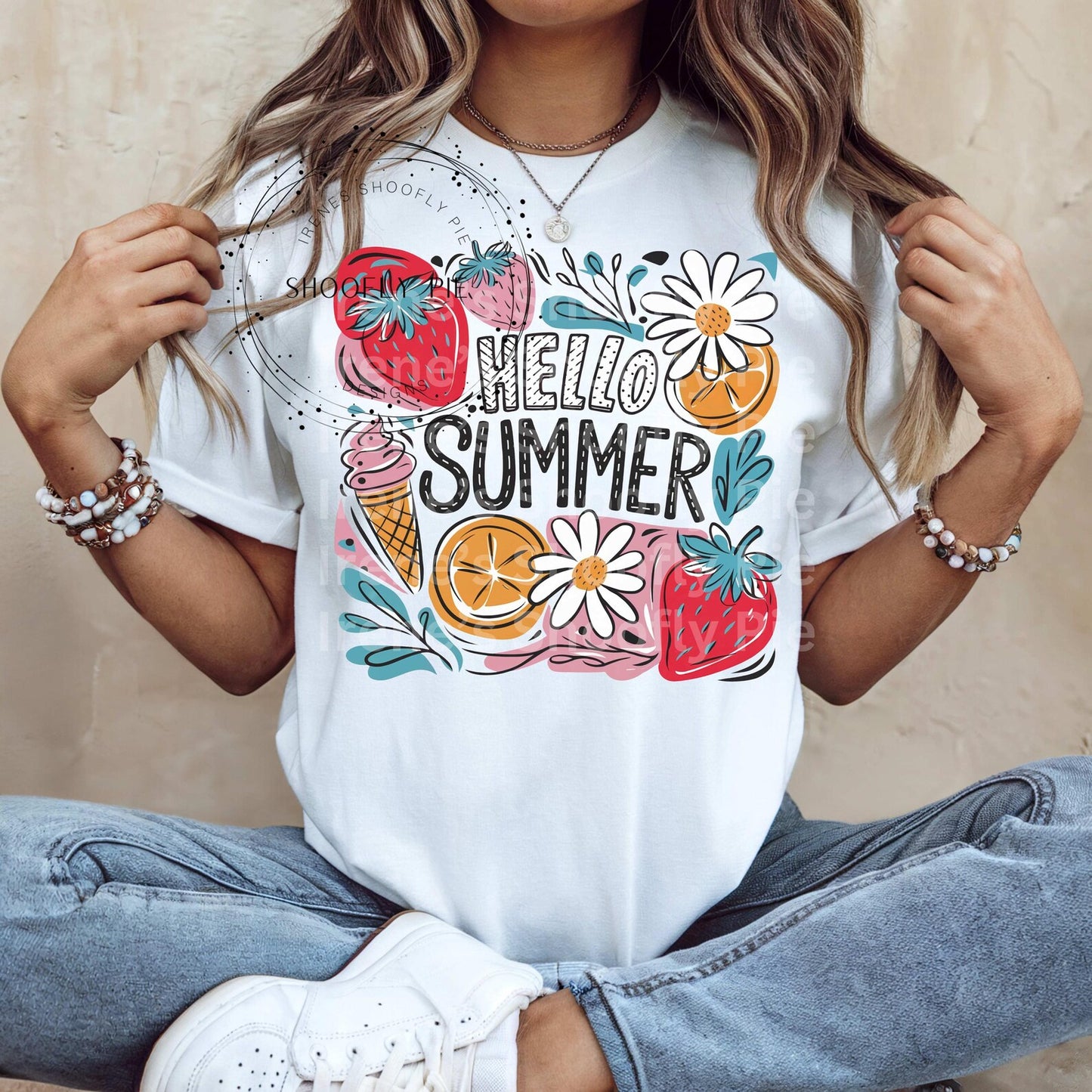 RTS** HELLO SUMMER DOODLE* GLITTER CLEAR FILM SCREENPRINT TRANSFER