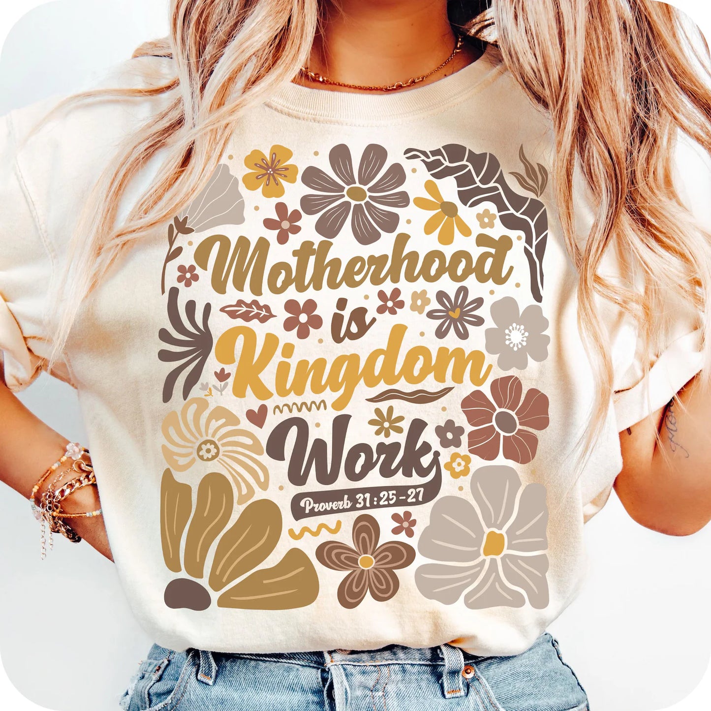 RTS* MOTHERHOOOD IS KINGDOM WORK * GLITTER CLEAR FILM SCREEN PRINT TRANSFER