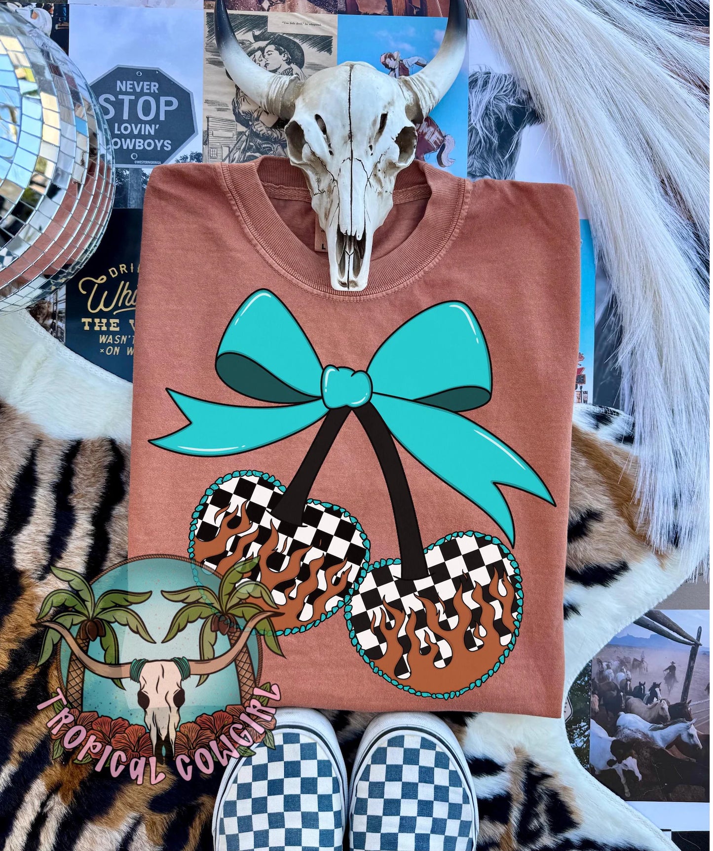 RTS* *TURQUISE CHERRIES** GLITTER CLEAR FILM SCREENPRINT TRANSFER