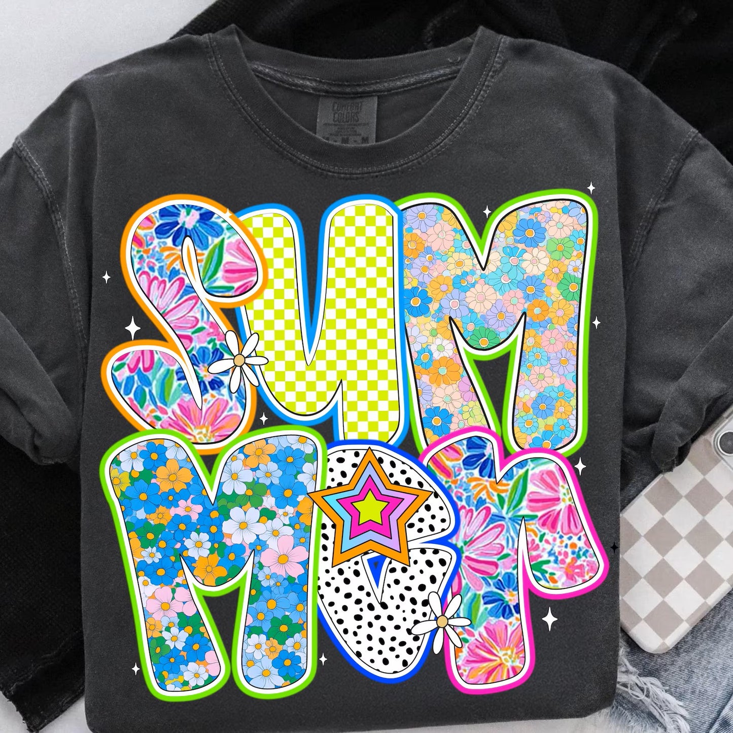 PRE-ORDER*SUMMER RETRO * GLITTER CLEAR FILM SCREENPRINT TRANSFER