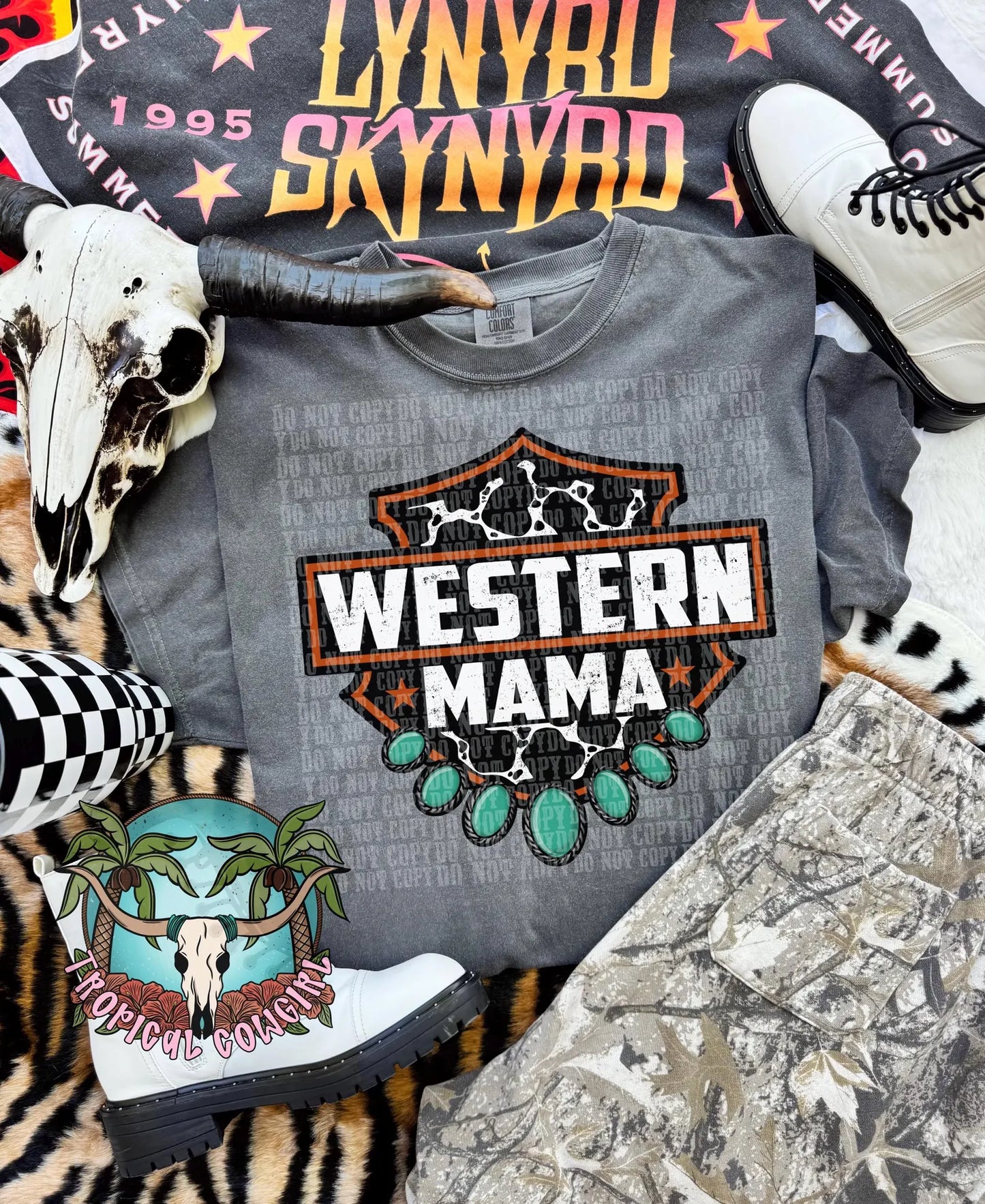 RTS**WESTERN MAMA 2* GLITTER CLEAR FILM SCREENPRINT TRANSFER
