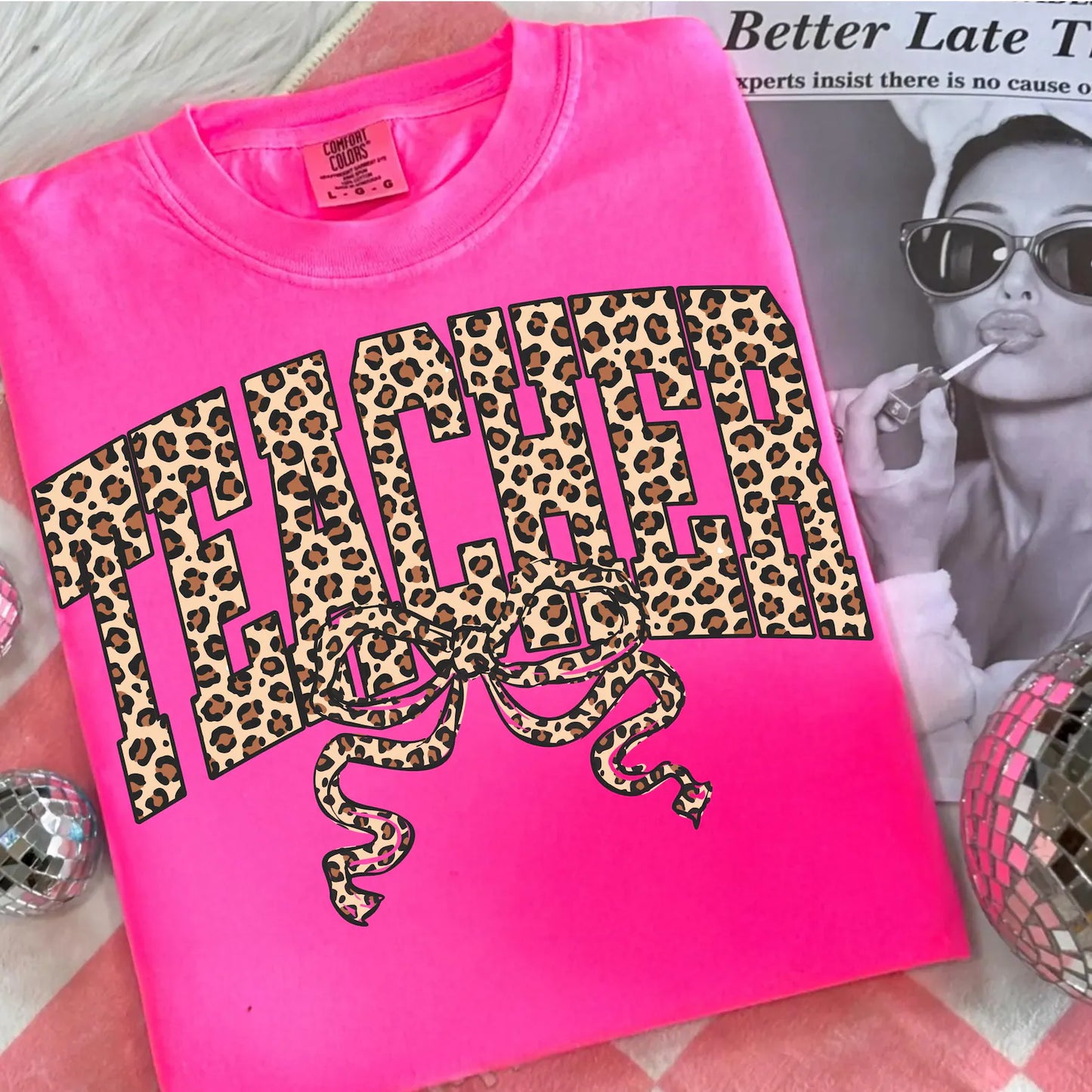 RTS *LEPARD TEACHER * GLITTER CLEAR FILM SCREENPRINT TRANSFER