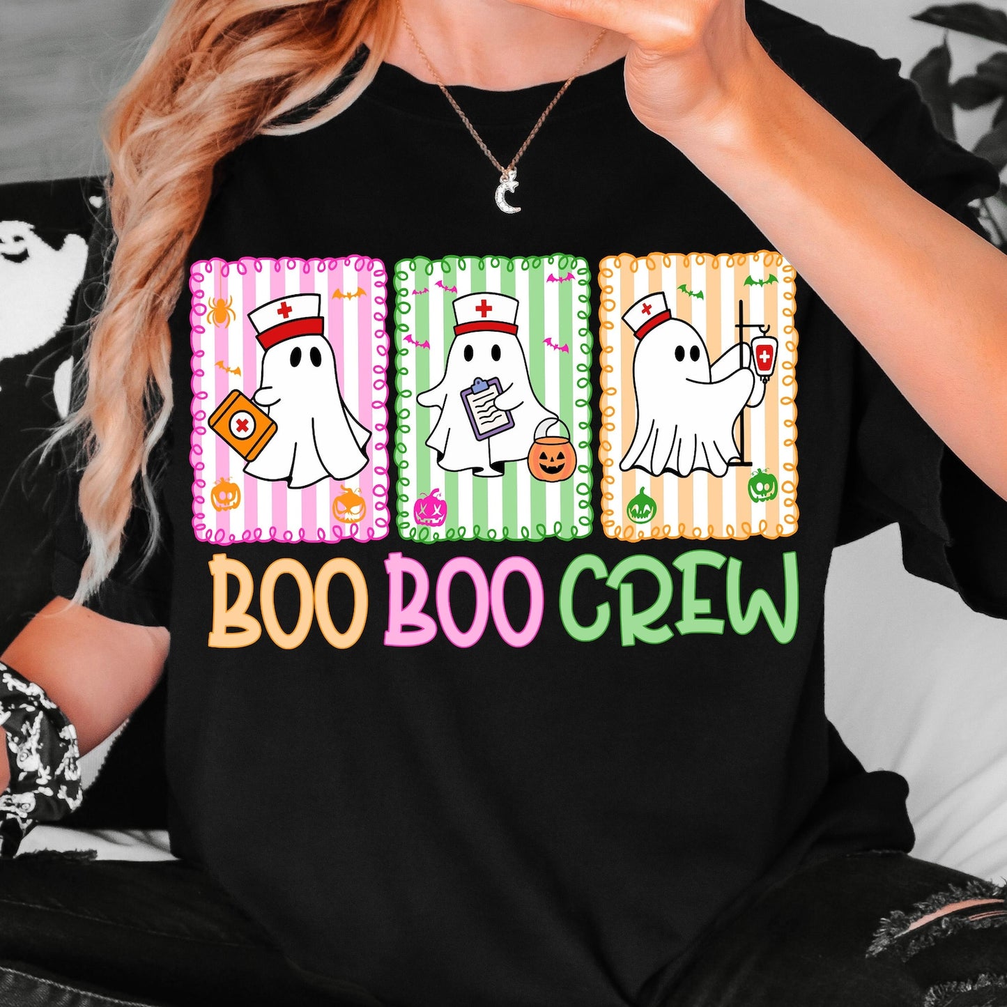 RTS*BOO BOO CREW NEON* GLITTER CLEAR FILM SCREENPRINT TRANSFER