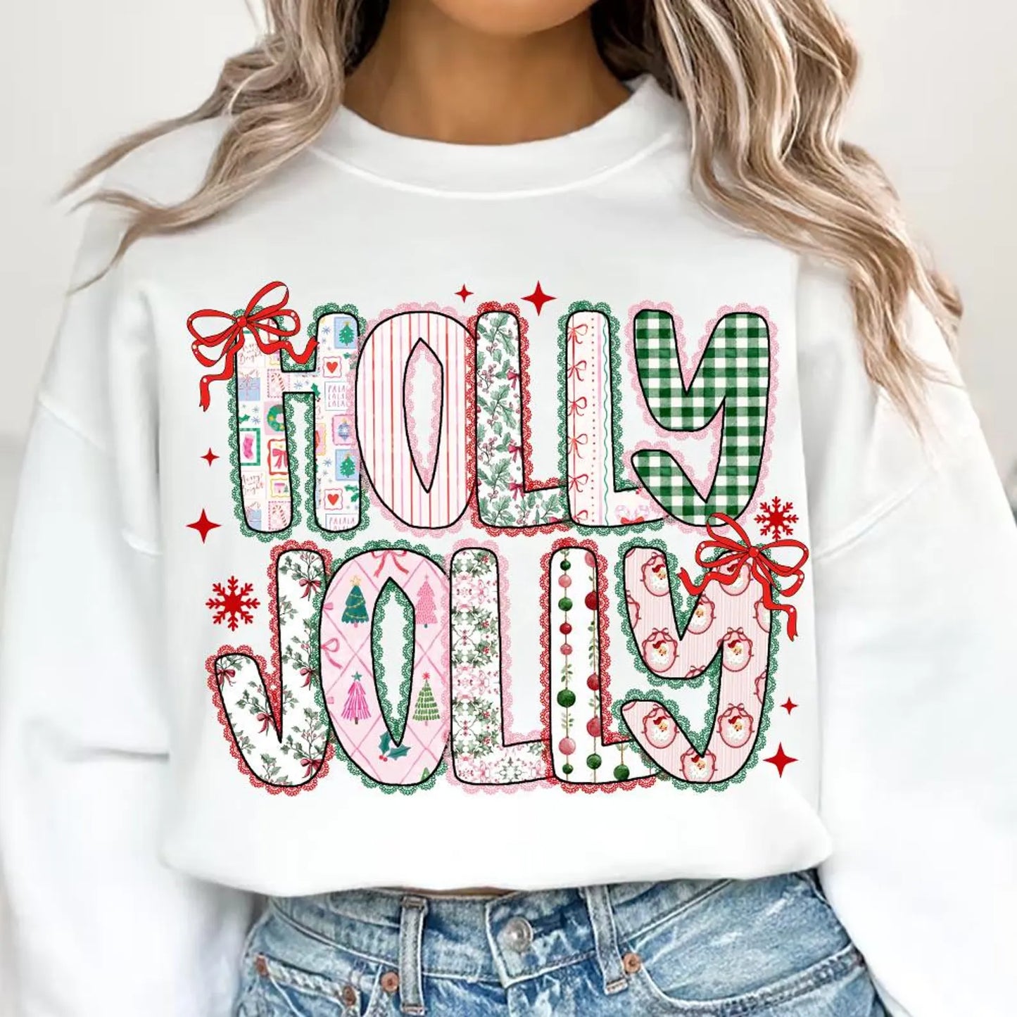 RTS*HOLLY & JOLLY *GLITTER CLEAR FILM SCREEN PRINT TRANSFER