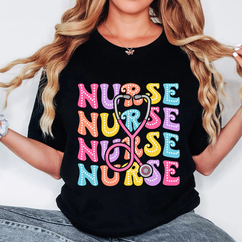 ** NURSE NURSE NURSE ** GLITTER CLEAR FILM SCREEN PRINT TRANSFER