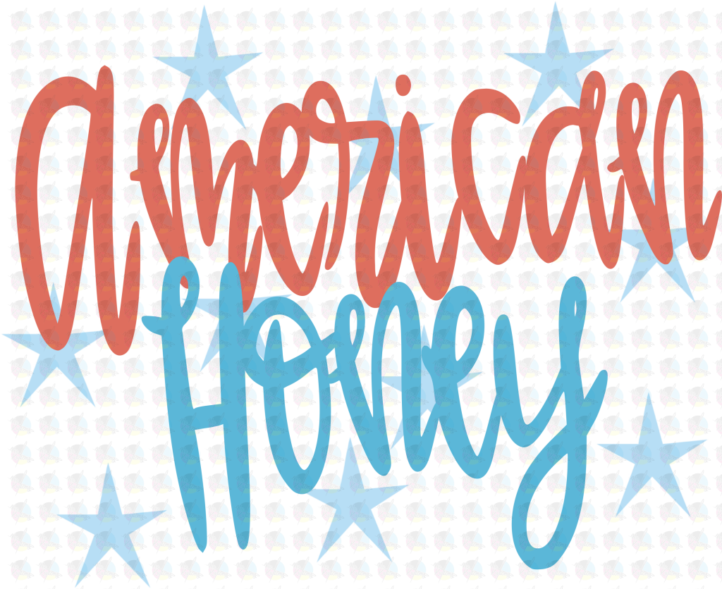 PRE- ORDER** AMERICAN HONEY STARS ** GLITTER CLEAR FILM SCREEN PRINT TRANSFER **