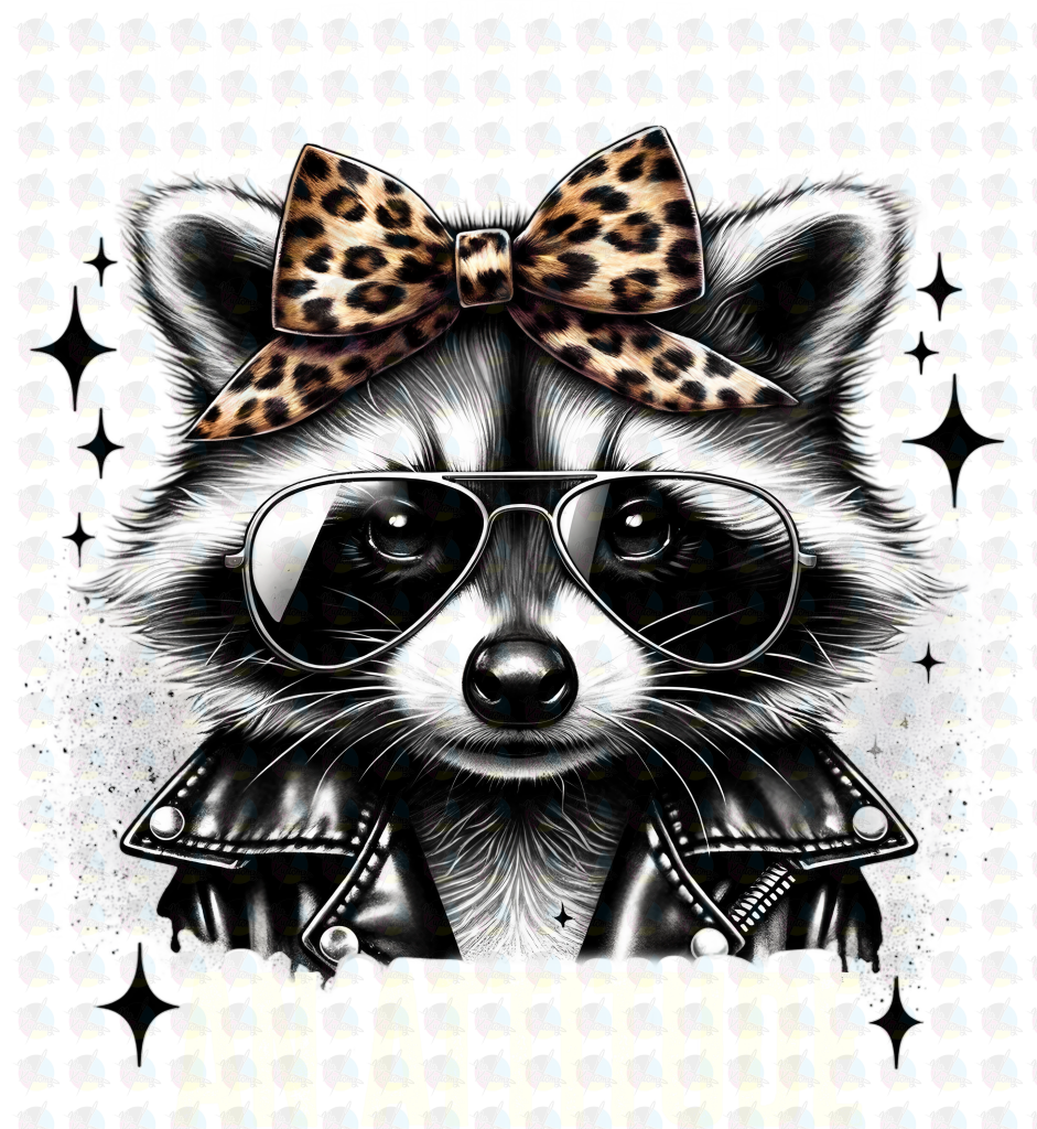 PRE- ORDER**APPARENTLY I HAVE A ATTITUDE RACOON ** GLITTER CLEAR FILM SCREEN PRINT TRANSFER **