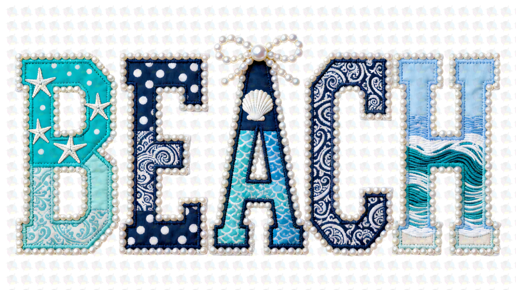 PRE- ORDER** BEACH PEARLS ** GLITTER CLEAR FILM SCREEN PRINT TRANSFER ** (Copy)