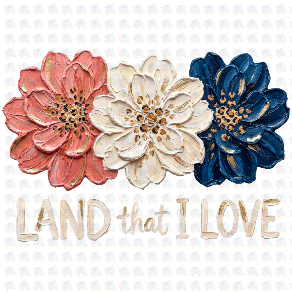 PRE- ORDER** LAND THAT I LOVE ** GLITTER CLEAR FILM SCREEN PRINT TRANSFER **
