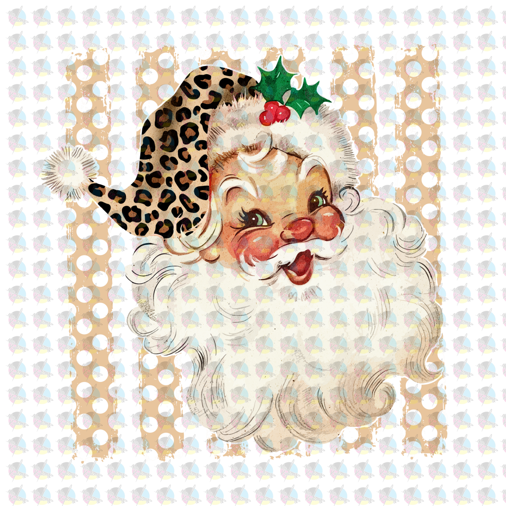 PRE-ORDER *LEPARD SANTA DOTS * GLITTER CLEAR FILM SCREENPRINT TRANSFER