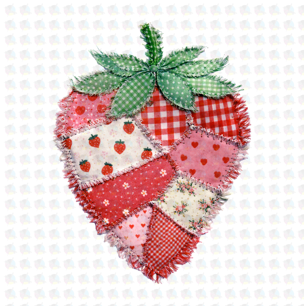 **PRE-ORDER** QUILTED STRAWBERRY ** GLITTER CLEAR FILM SCREEN PRINT TRANSFER **