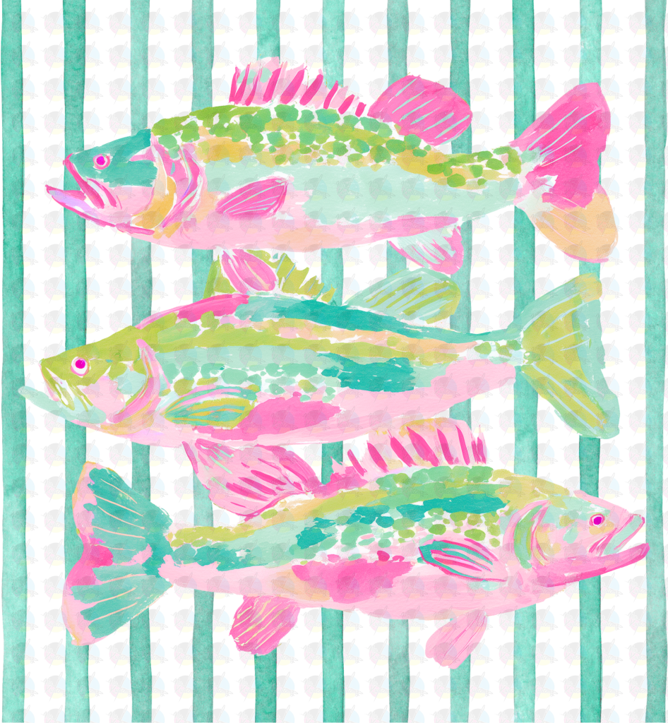 PRE- ORDER**WATER COLOR FISH ** GLITTER CLEAR FILM SCREEN PRINT TRANSFER **