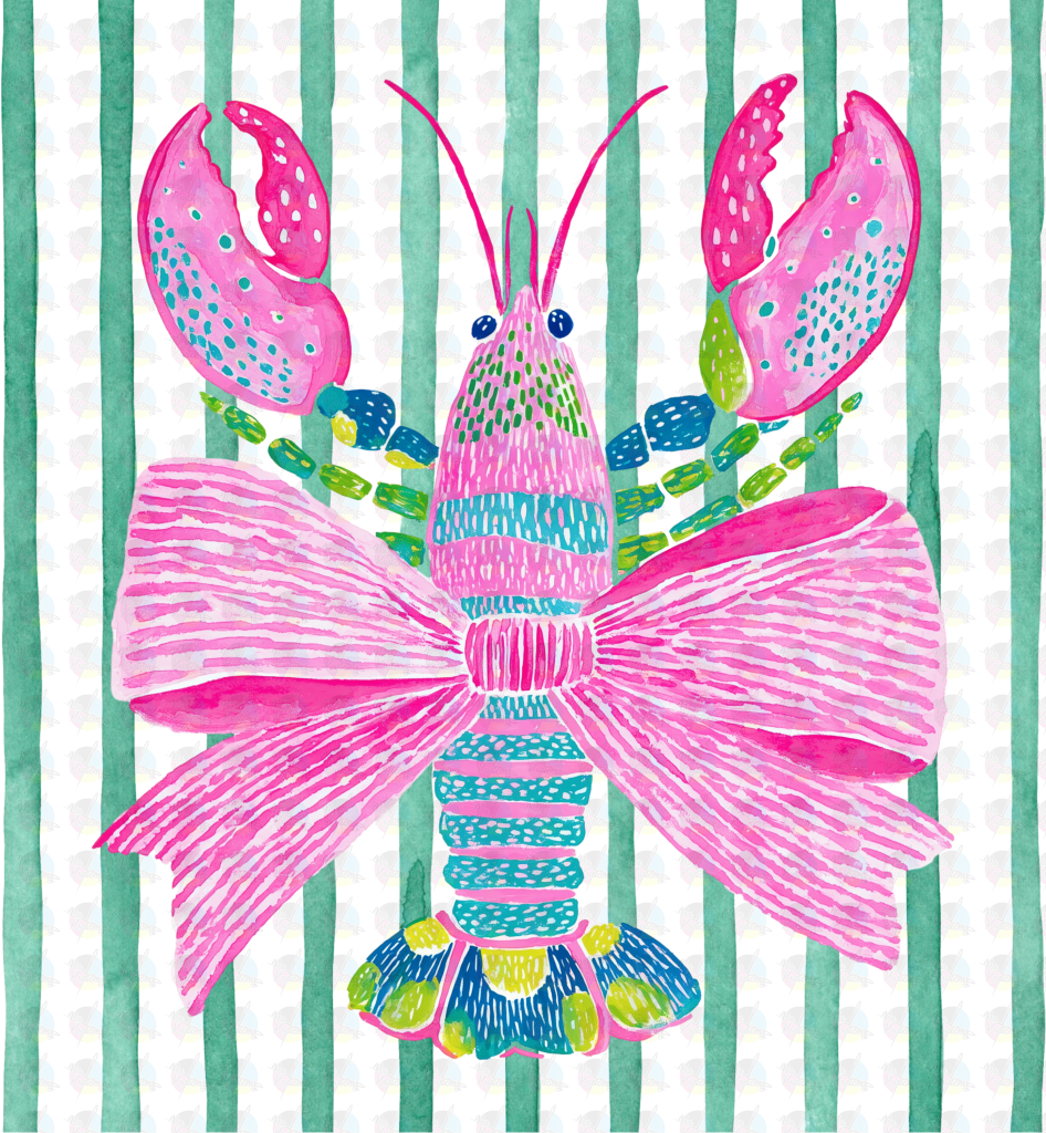 PRE- ORDER**WATER COLOR LOBSTER ** GLITTER CLEAR FILM SCREEN PRINT TRANSFER **