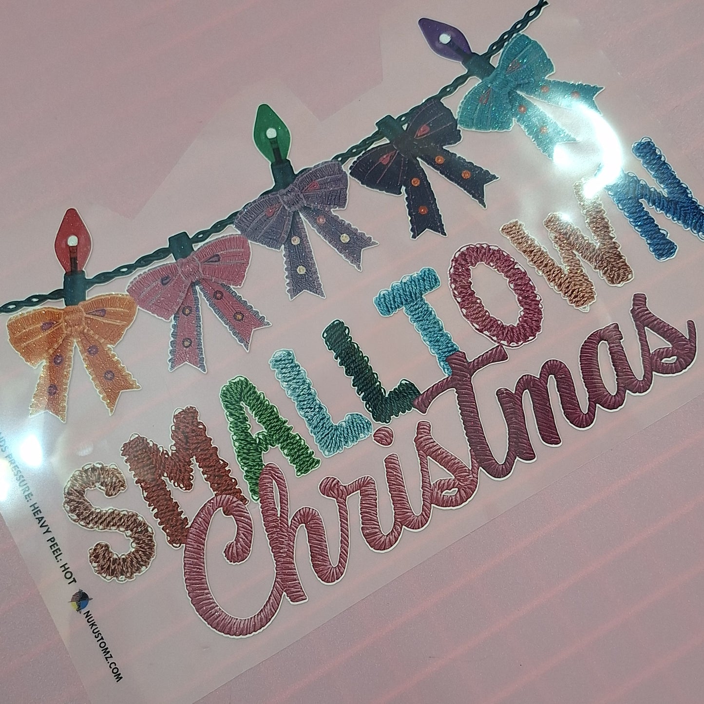 RTS** SMALLL TOWN CHRISTMAS WITH LIGHTS ** GLITTER CLEAR FILM SCREEN PRINT TRANSER
