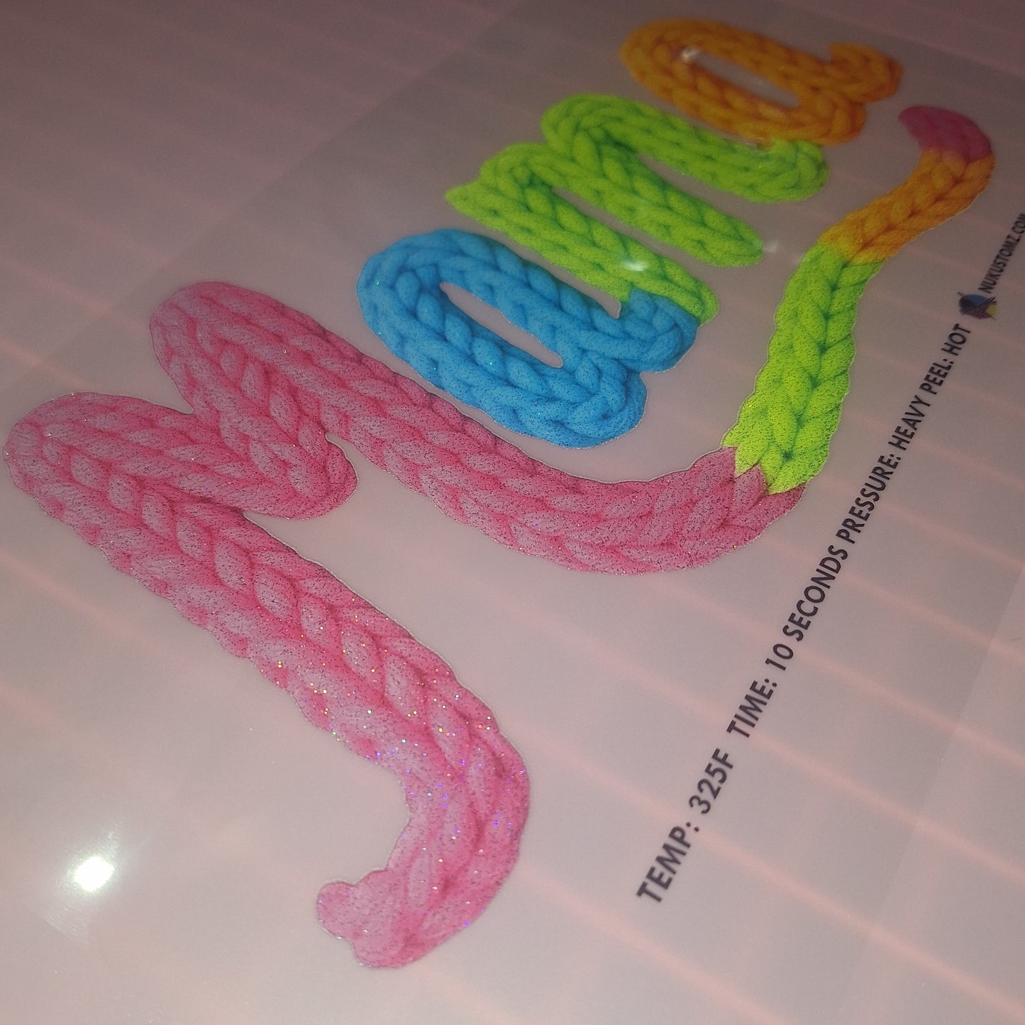 RTS**MAMA YARN NEON* CLEAR FILM SCREEN PRINT TRANSFER WITH GLITTER