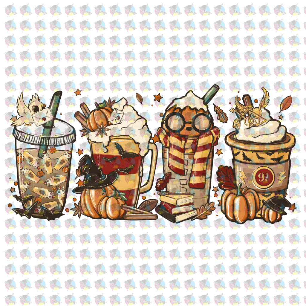 Harry Fall Coffee Pumpkin Spice Latte Iced Warm Autumn Orange Glitter Dream Transfer